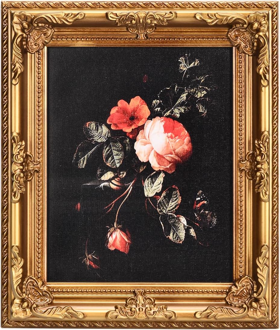 Wooden Vintage Picture Frame 8x10 Antique Gold Photo frame with Acrylic Glass for Photo Display Baroque Tabletop Wall Hanging Home Decor Picture Frames