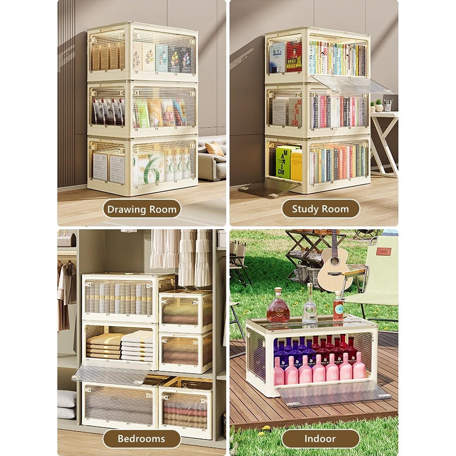 SENZZ Portaobjetos para libros con tapa, cajas para libros para guardar libros - Caja de almacenamiento de libros, organizador de ropa - Caja grande plegable para libros, organizador de ropa | libros - de almacenamiento de libros, organizador de ropa - gr