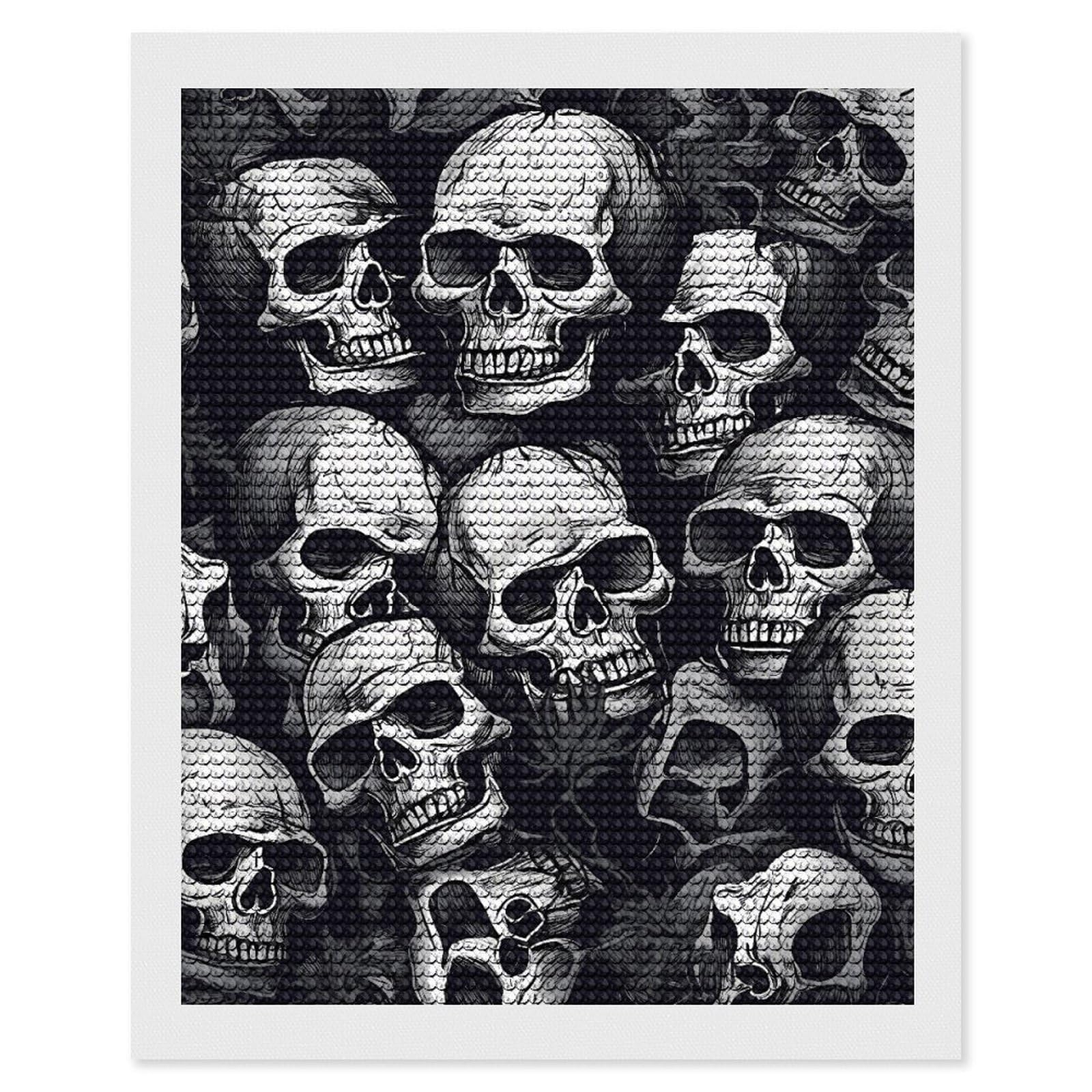 DWVTSLH Skulls Pattern Diamond Painting Kits for Adults, Personalized Diamond Photo Art Full Drill, DIY 5D Diamond Art Painting Kits for Beginners, Home Wall Decor 16"x20"