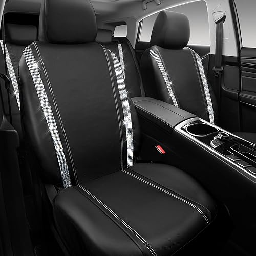 Miniatura 89 de CAR PASS Funda de asiento trasero de cuero y diamantes de imitación brillantes, impermeable, diseño de diamante brillante, ajuste universal, tiras