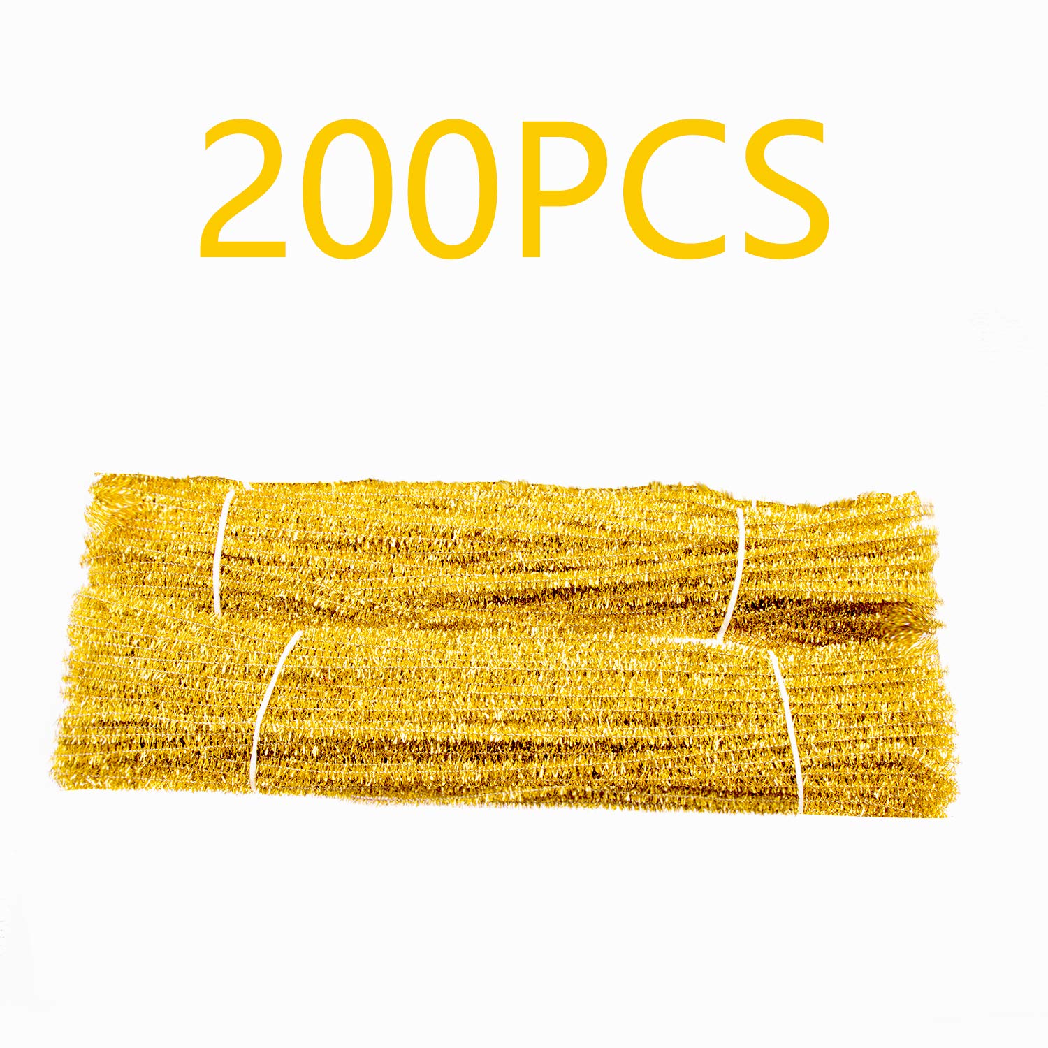 Waycreat 200 Pieces Pipe Cleaners Gold Chenille Stem for DIY Art Craft Decorations (6mm x 12 Inch), J:Gold,200PCS - Image 2