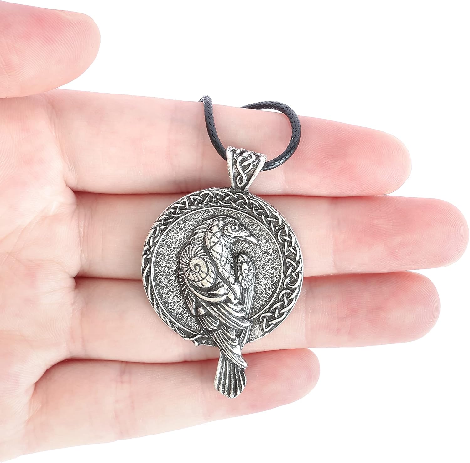 HAQUIL Raven Necklace, Viking Celtic Raven Medallion Pendant, Norse Raven Jewelry Gift for Men and Women - Image 4