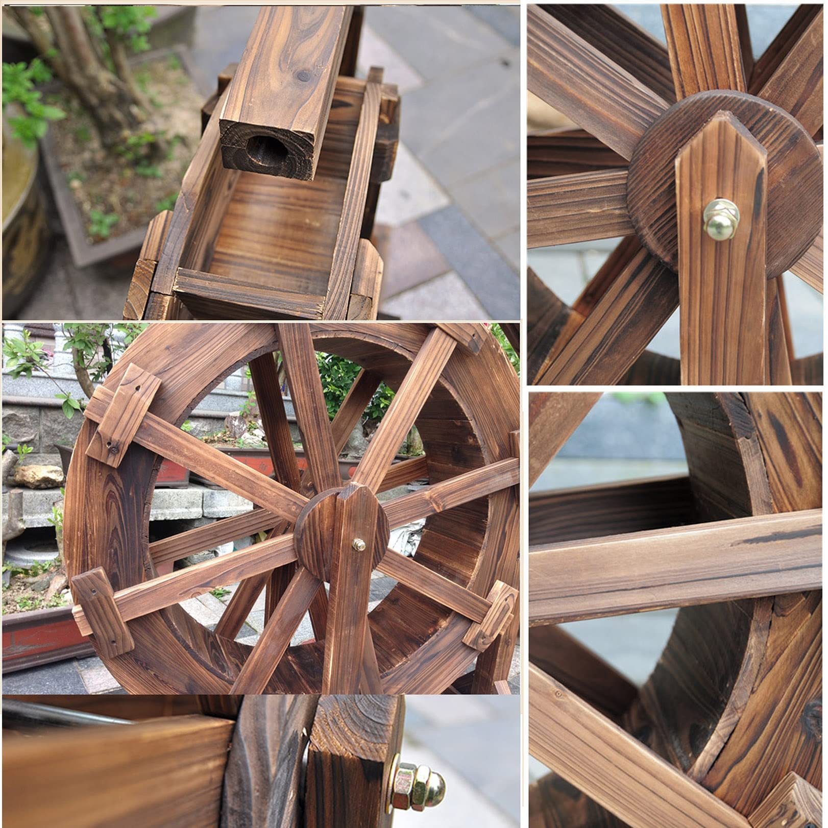 Holz Wassermühle Wasserspiel Garten Brunnen Wasserrad Gartendekoration Water Fountain Wasserfall Im Freien Wasserradbrunnen Wheels Wasserlandschaft Handgemacht für teich,Patio,Yard,Aquarium,Terrasse