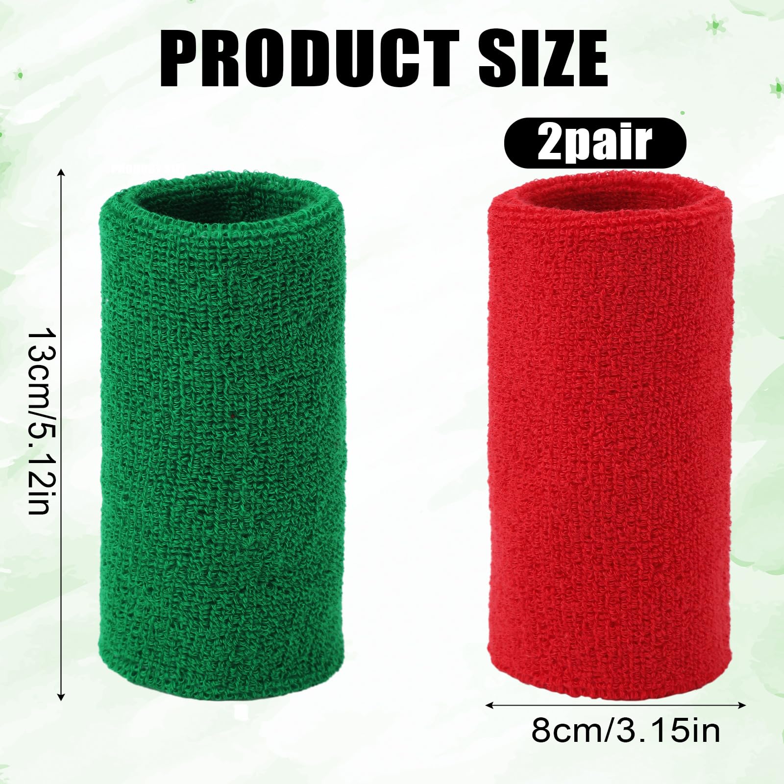 XIHIRCD 2 Pairs Red Green Wrestling Arm Bands, Wristbands Sports Cotton Wrist Sweatbands Soft Referee Wristband Wrist Sweat Bands for Men & Women Wrestling Tournament Dual Meet Events Football - Image 2