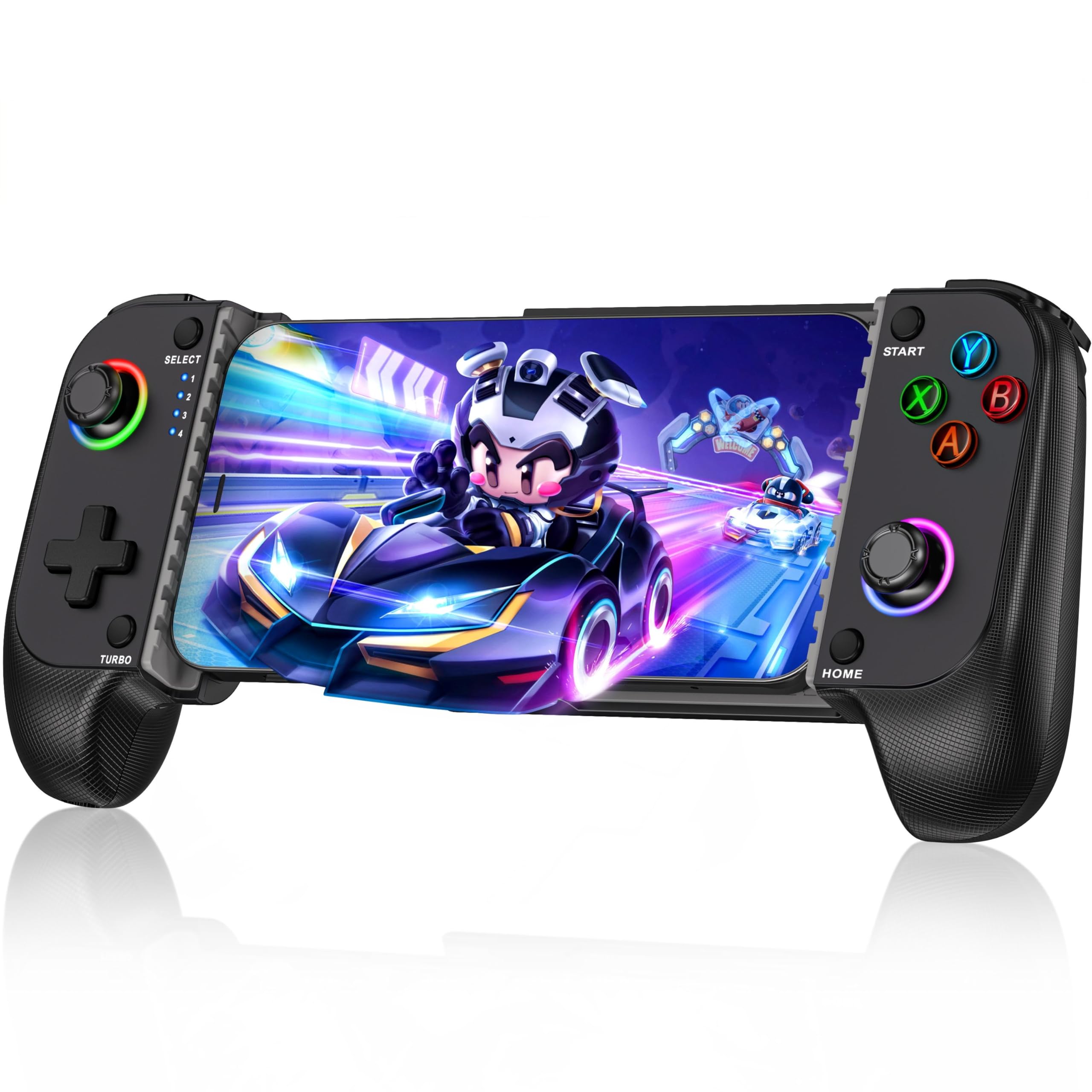 HELLCOOL Manette de jeu mobile pour iPhone et Android, manette de téléphone pour Xbox/Steam/GeForce Now/MFi Apple Arcade/Roblox, manette de jeu sans fil avec effet Hall/RGB
