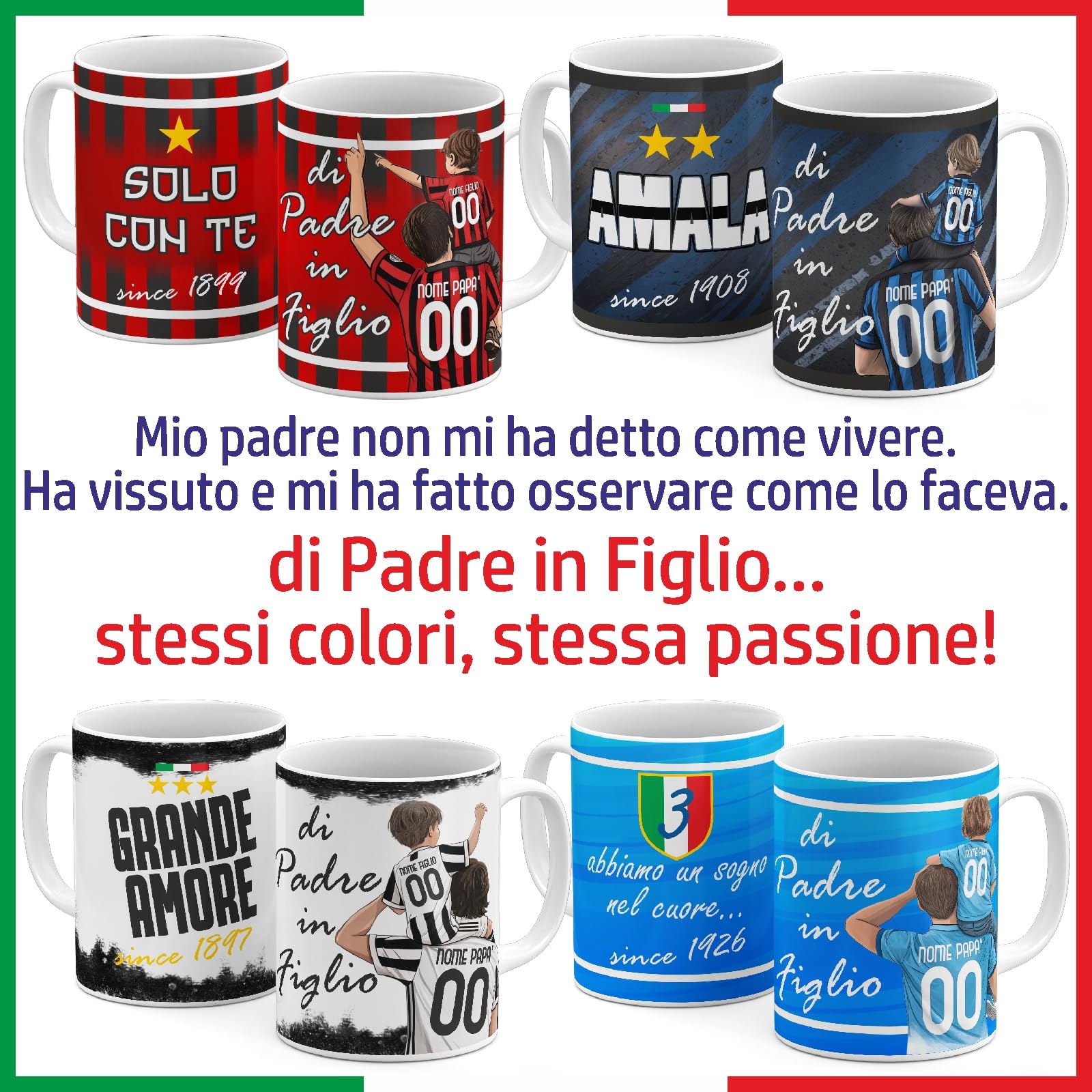 Tazza Personalizzata Squadre di Calcio Tazze in Ceramica Tifosi Interisti