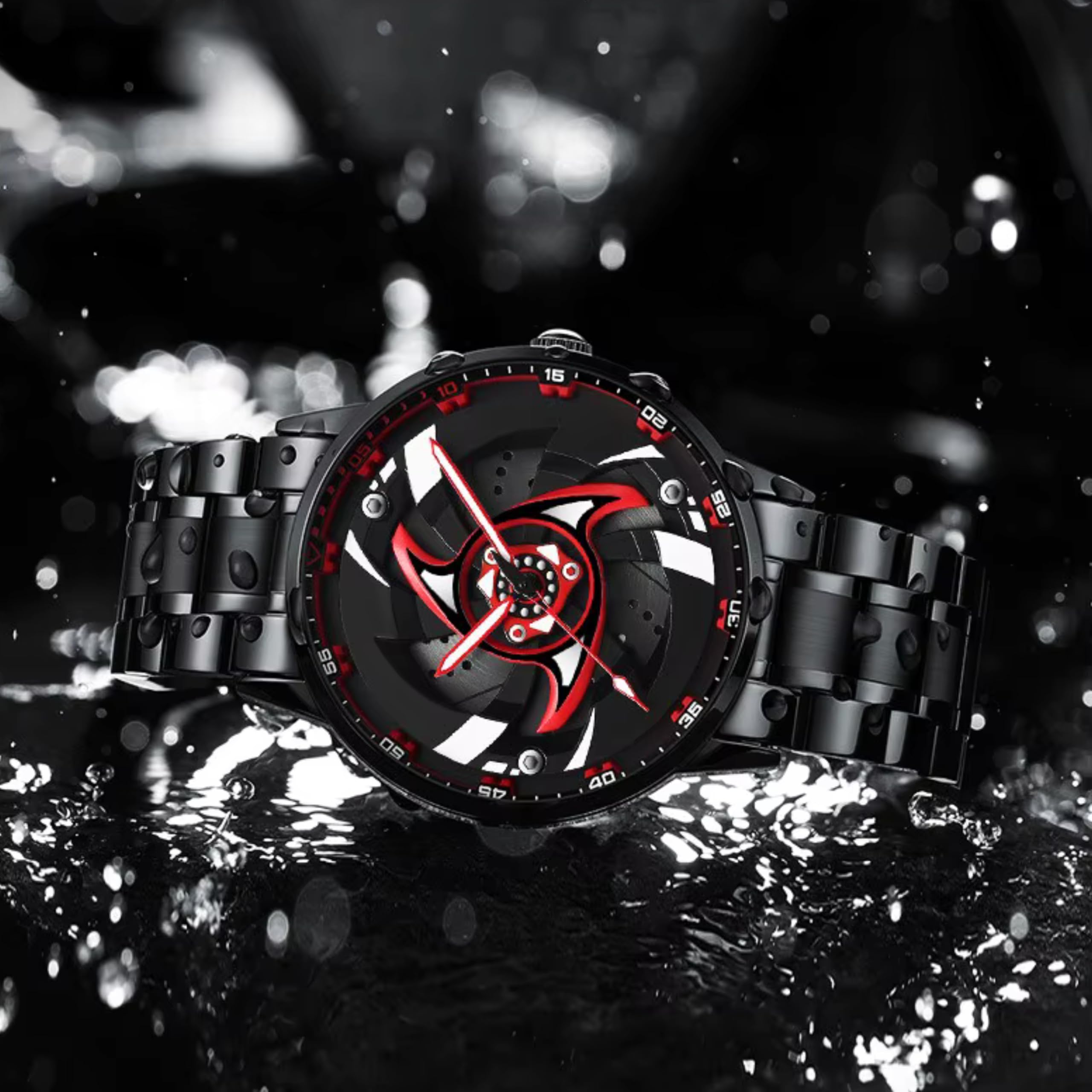 GOLDENIZE FASHION Branded Men's Sport Quartz Watch Arrow Wheel Dial 360 Rotating Casual Fashion Stainless Steel Alloy Mens & Boy's Luxury Metal Gift Creative Watch 3