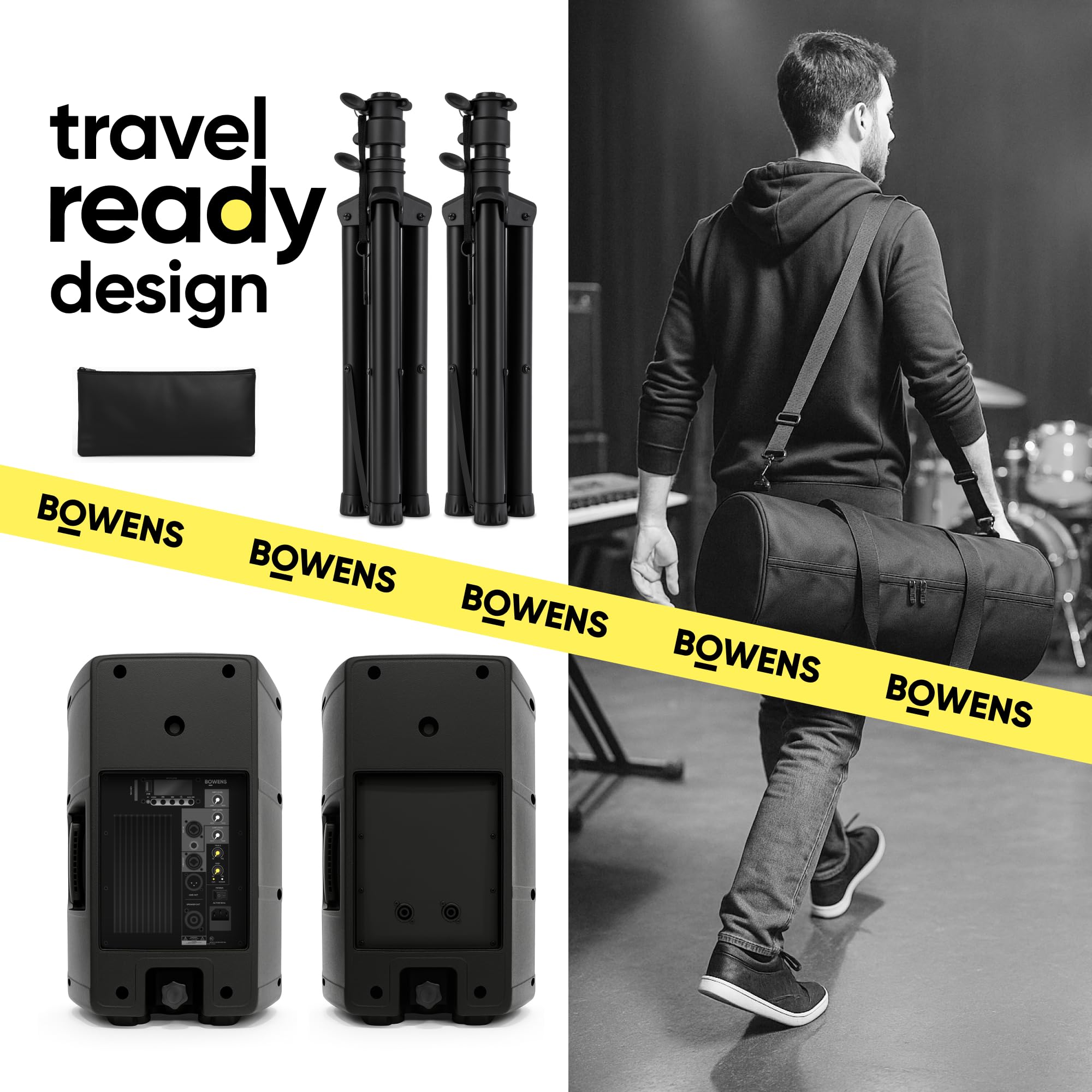 BOWENS 10 Inch 1000W PA System with Microphone – Portable DJ Speakers with Bluetooth, USB/SD, LCD Display & Remote Control – Pro PA Speaker System, 150W RMS Big Speaker for Parties & Events