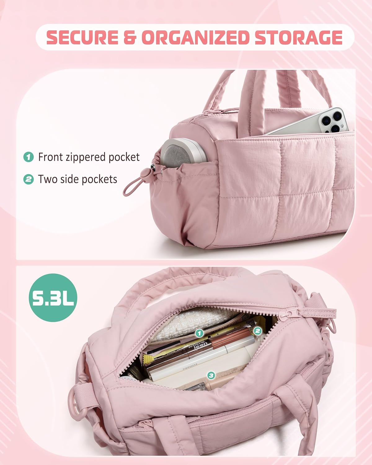 Smasrob Small Puffer Crossbody Bag for Women with RFID Blocking Pocket, Mini Quilted Crossbody Purse with Multiple Pockets - Image 4