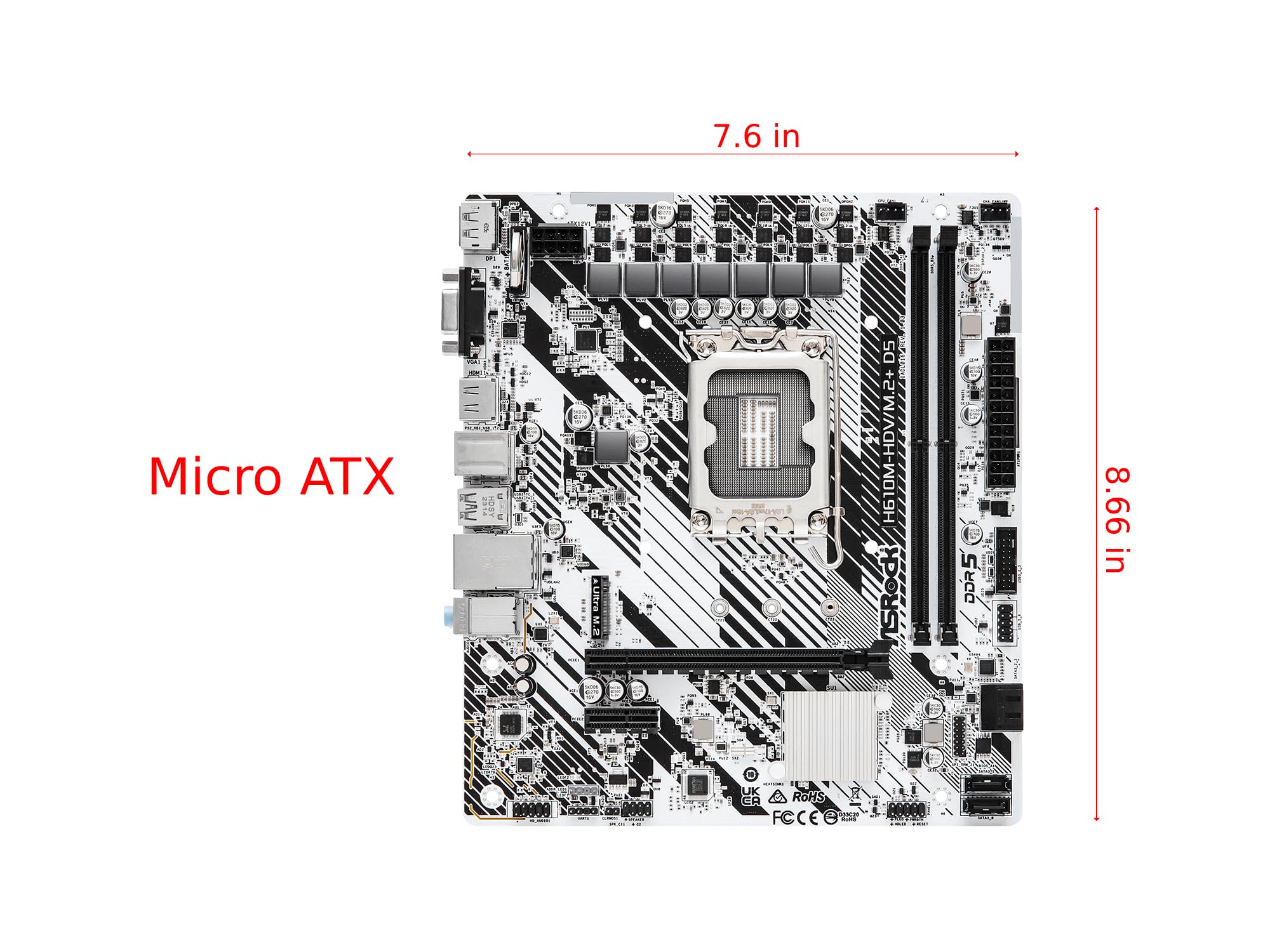 Amazon.com: ASRock H610M-HDV/M.2+ D5 LGA 1700 Micro ATX DDR5 Intel
