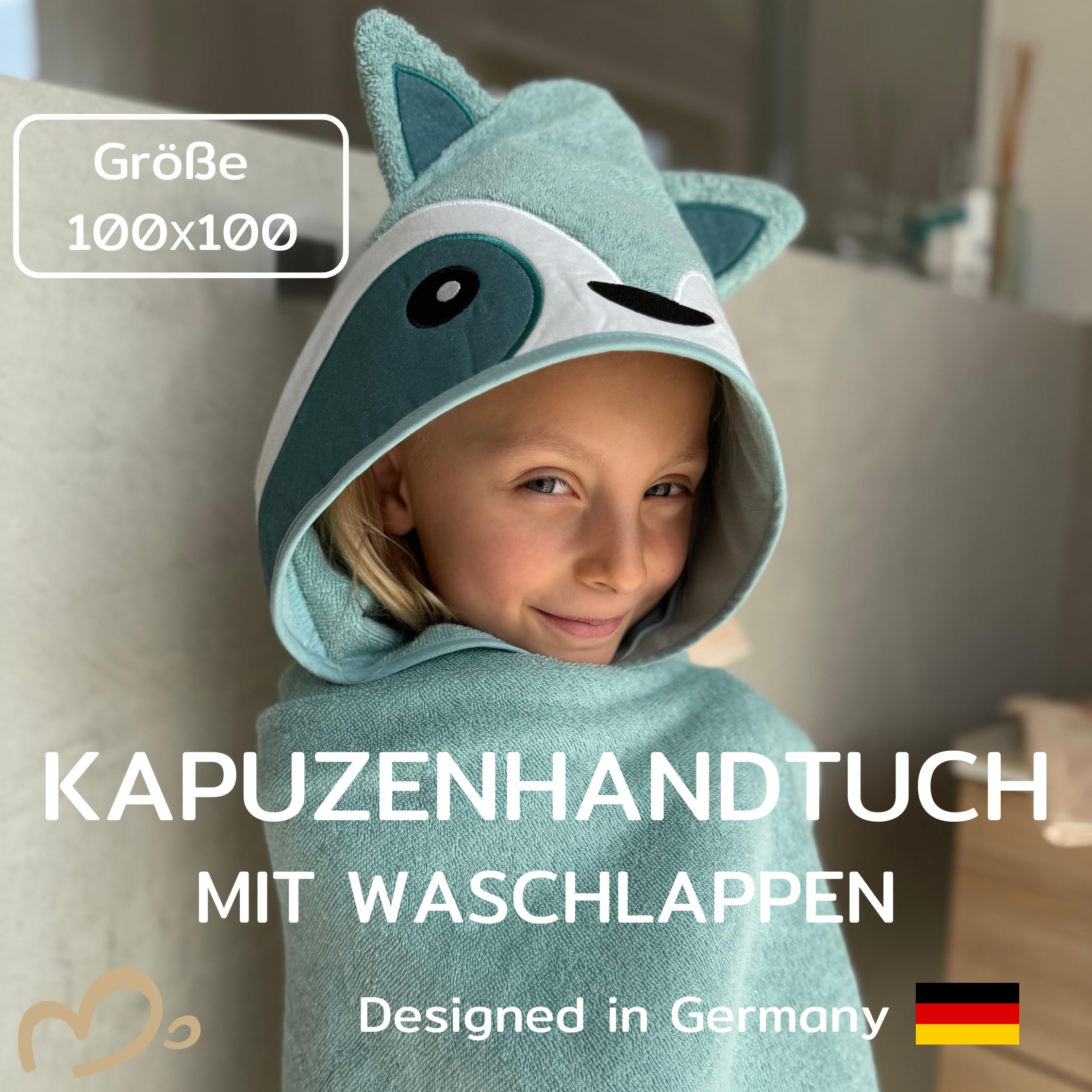 Asciugamano Bambino ZOLLNER 100x100 Cm | Cotone Super Assorbente Con Cappuccio - Foto 12