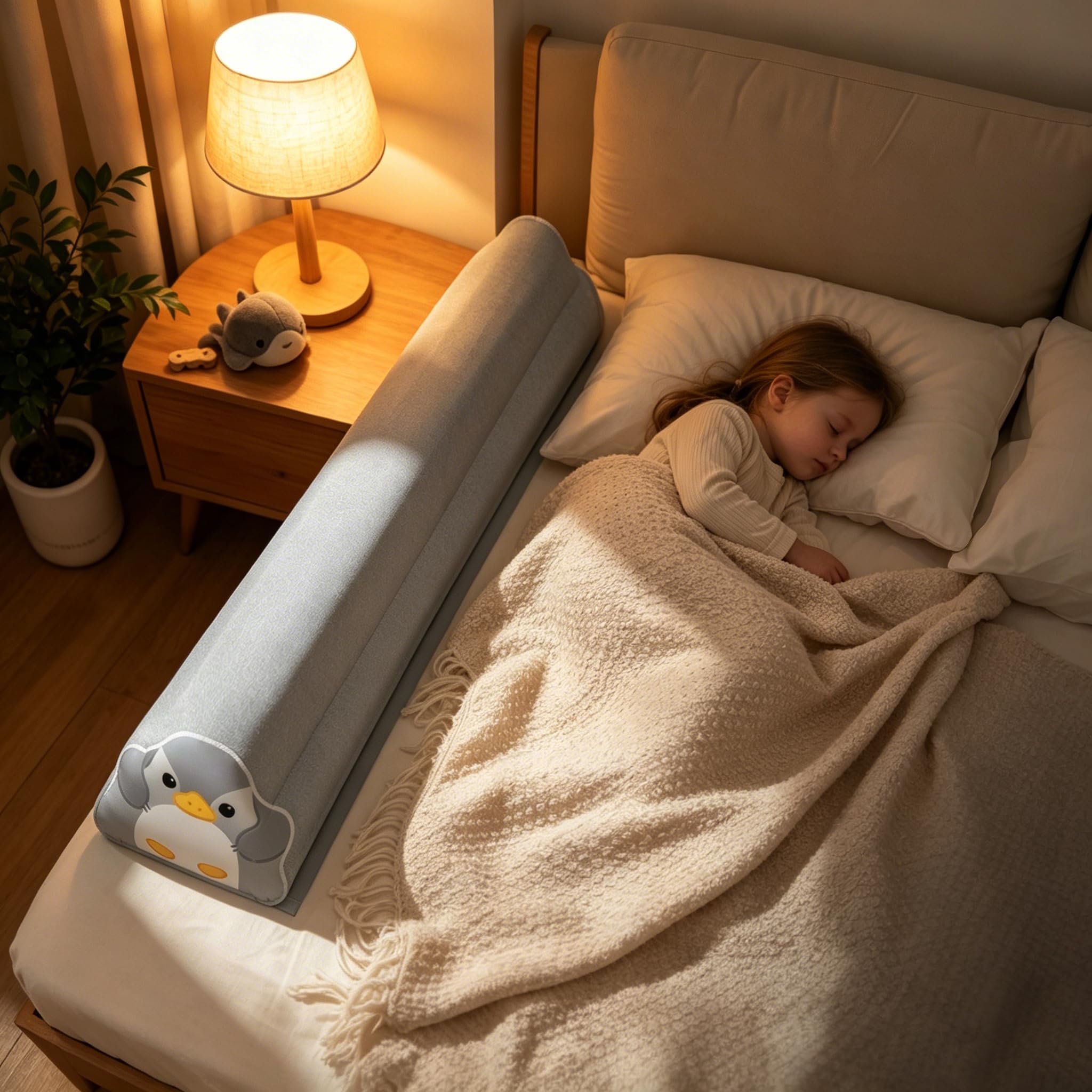 Dotocanico Inflatable Travel Bed Rails Toddler: 1 Pack Portable Bed Bumpers for Kids - Soft Bedside Rail Guards with Pump for Hotel Holidays Sleeping Safety