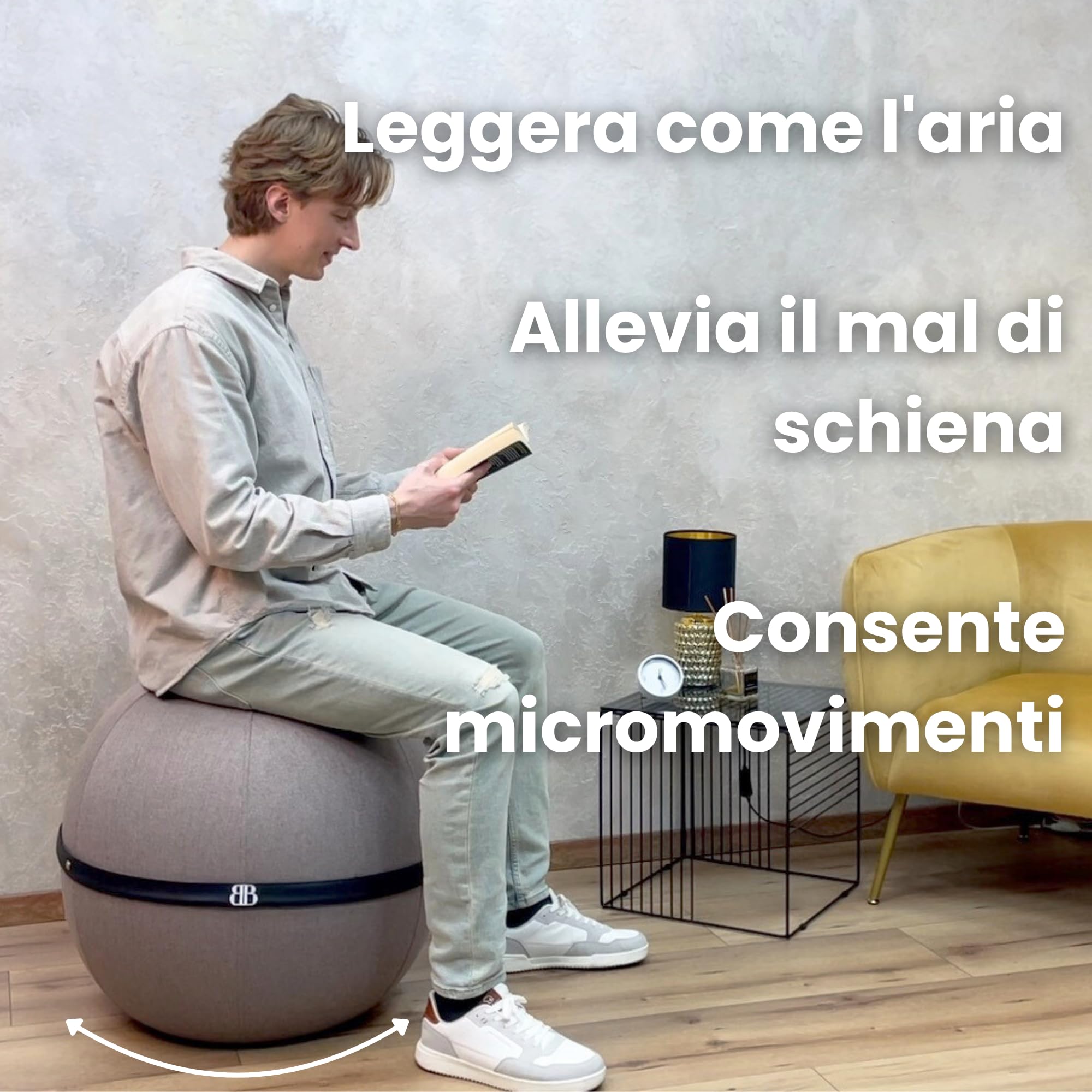 Palla Seduta Ufficio - Sedia Palla ufficio e Yoga - Palla Fitness Anti-Mal di Schiena - Seduta Dinamica e Postura Migliorata - Rivestimento antiscivolo lavabile