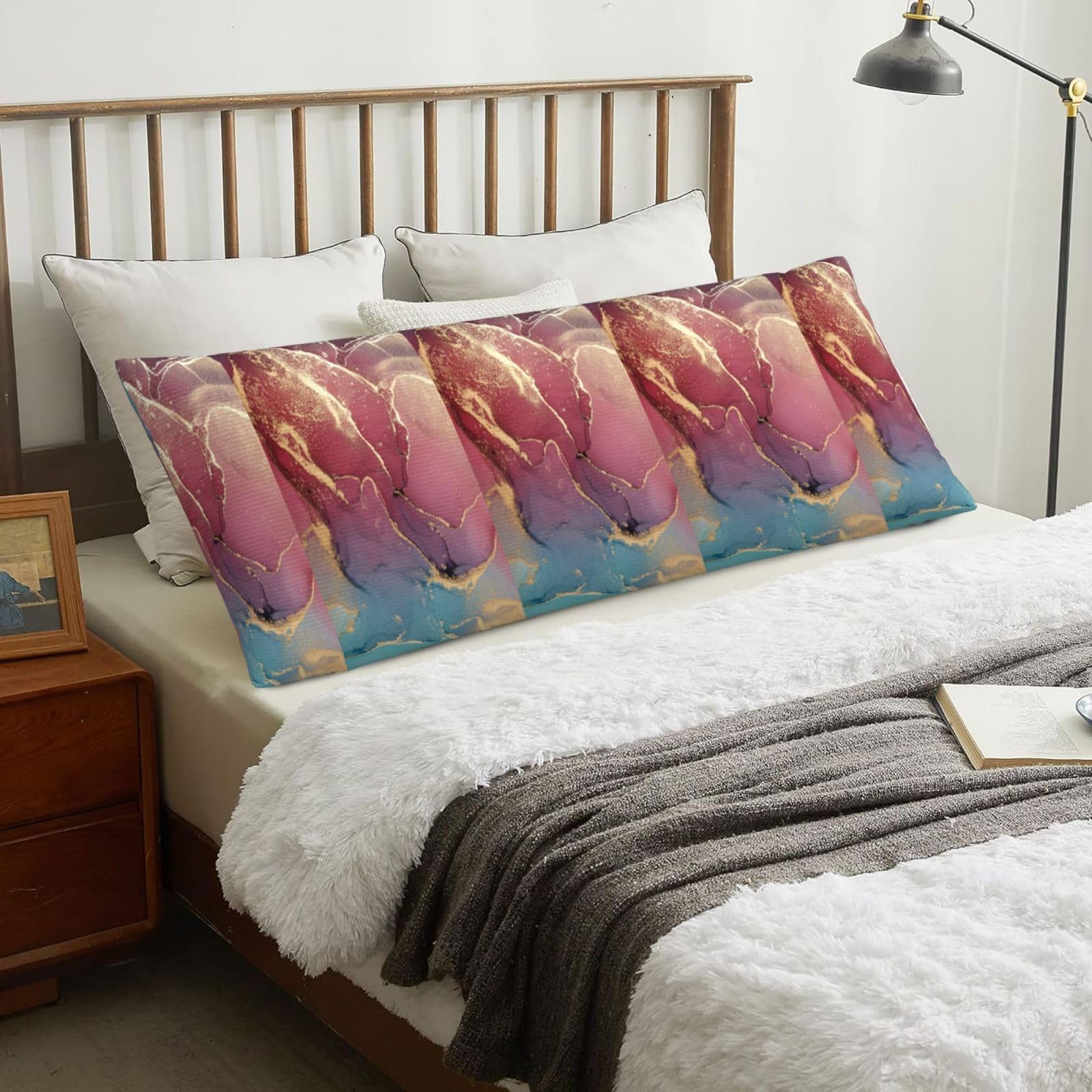 Marble Texture, Body Pillow Cover with Zipper,Long Body Pillowcase 20 x 60 in