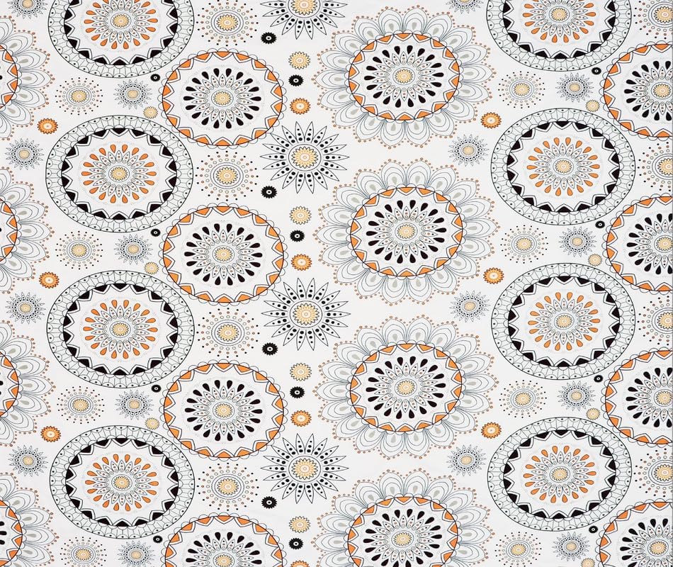 Image of Premium Cotton Fitted Bedsheet King Size 78 x 72 x 8 Inches with 2 Pillow Covers | 220 TC | All-Around Elastic Deep Pocket Bed Cover | White Mustard Black Mandala
