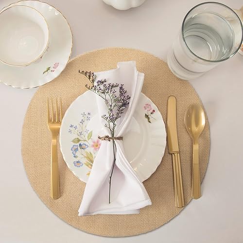 Miniatura 6 de 100 manteles individuales de arpillera de 11.8 pulgadas, redondos, reutilizables, color marrón, fibras de yute natural, manteles individuales