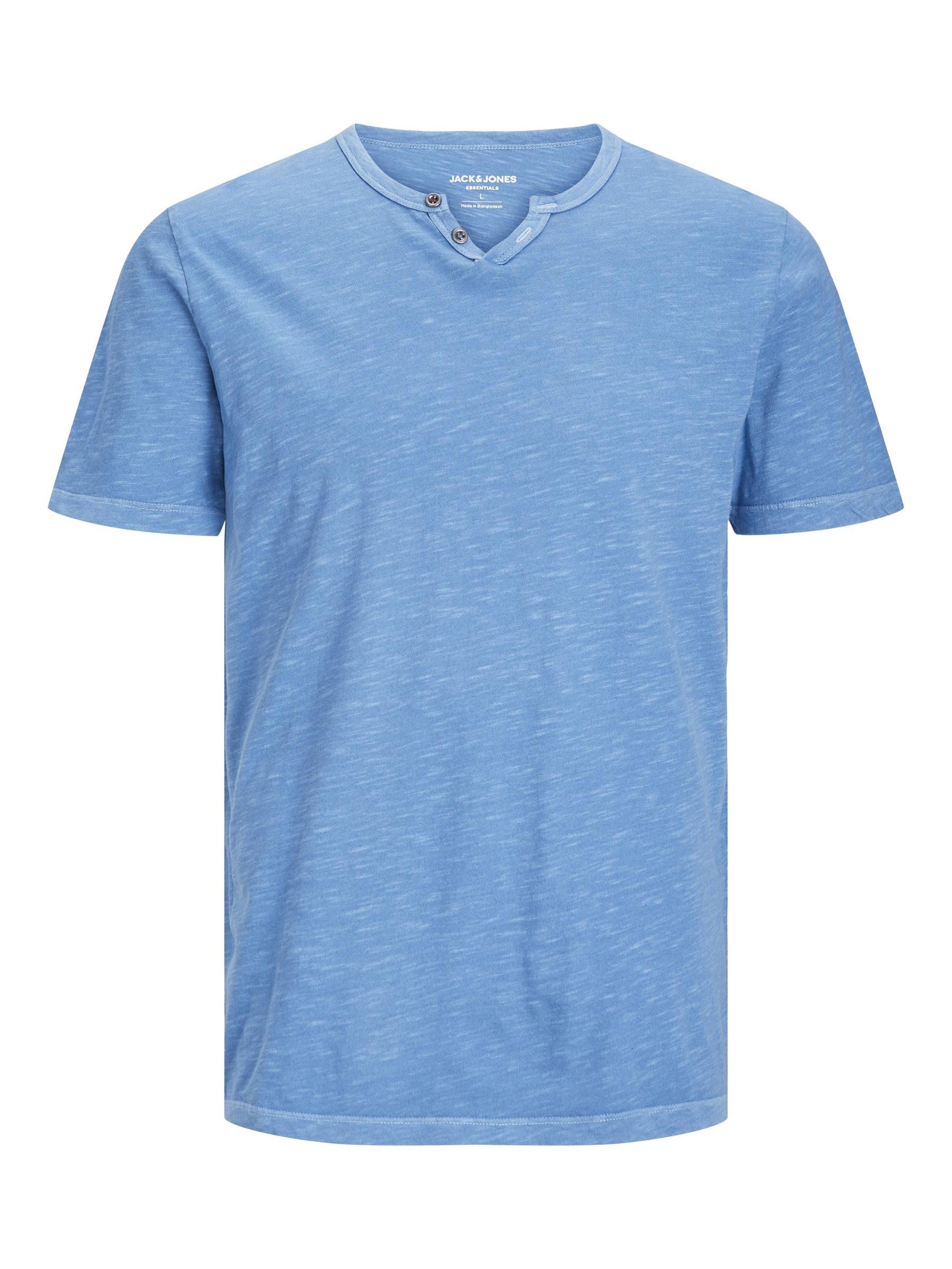 Jack & Jones Male T-Shirt Mottled Split Collar T-Shirt, Pacific Coast, XL