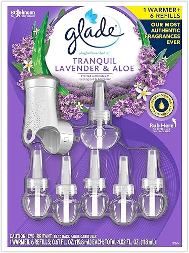 Glade PlugIns - Recambios de aceite perfumado + calentador, lavanda tranquila y aloe