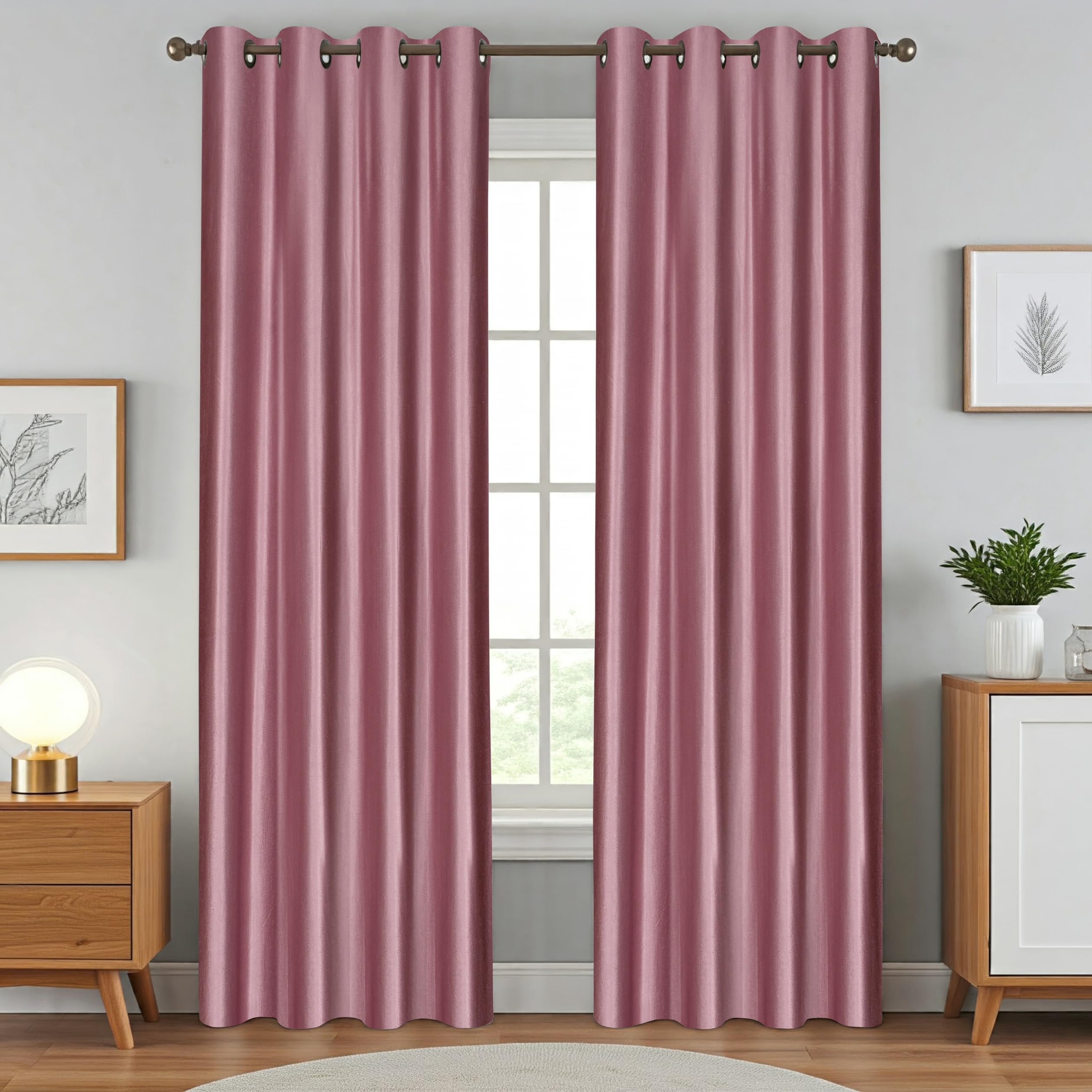 HFI Royal Solid Polyester Curtain, 8 X 4 Feet, Long Door Curtains, Burgundy, Pack of 1 Piece