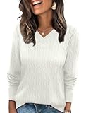 Sweaters for Women Fashion 2025 Cable Knit Fall Clothes V Neck Business Casual Teacher Outfits
