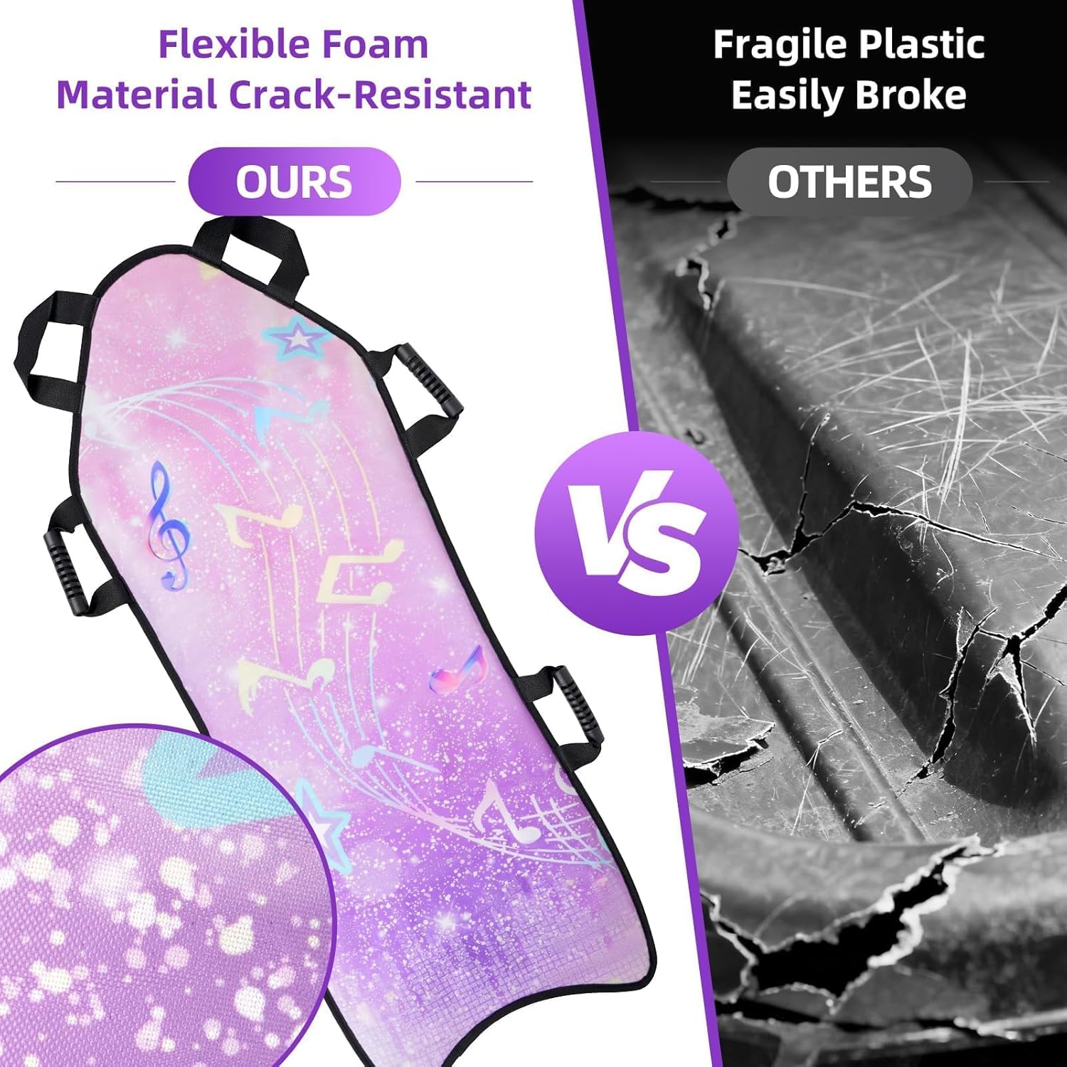 45" x 18" Foldable Snow Sled for Adults & Kids,Winter Snow Sleds with Handles for Steering, Portable Winter Sled for Snow Riding & Tobogganing