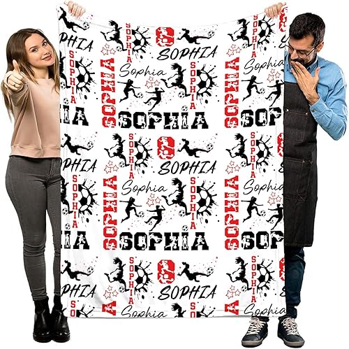 Miniatura 2 de Manta de fútbol personalizada, manta de fútbol personalizada suave y acogedora manta de forro polar sherpa, manta con nombre personalizado para