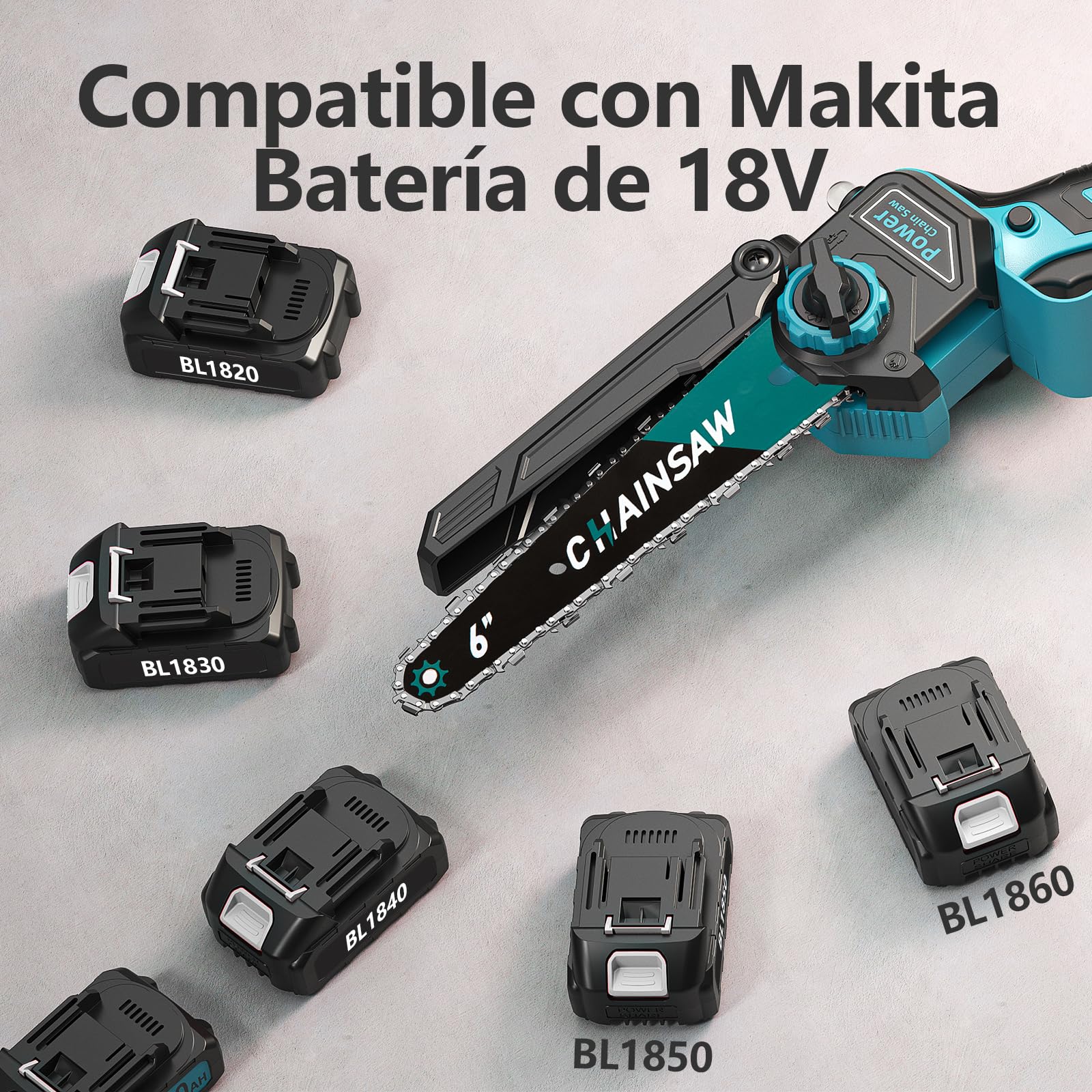 Mini Motosierra Bateria 8000mAh, Motosierra Eléctrica 6 Pulgadas 1000W Sin Escobillas con Depósito Para El Aceite y 2 Baterías, Sierra Electrica, Motosierras de Mano para Podar Arboles de Jardinería