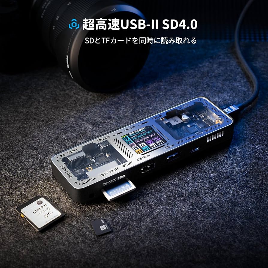 Amazon | DOCKCASE 10-in-1 usb c ハブ スケルトン設計、4K@60Hz