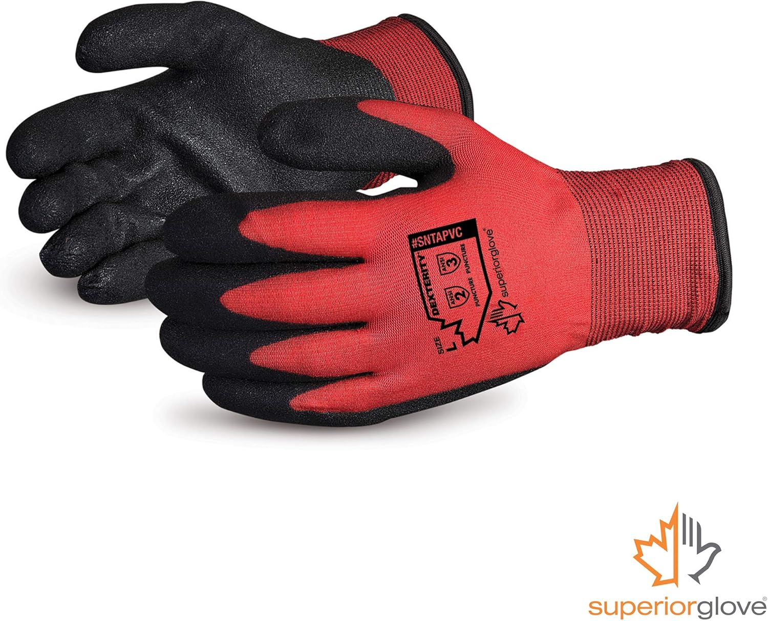 Superior Winter Work Gloves - Fleece-Lined with Black Tight Grip Palms (Cold Temperatures) Freezer Gloves - SNTAPVC - Size Medium - - 