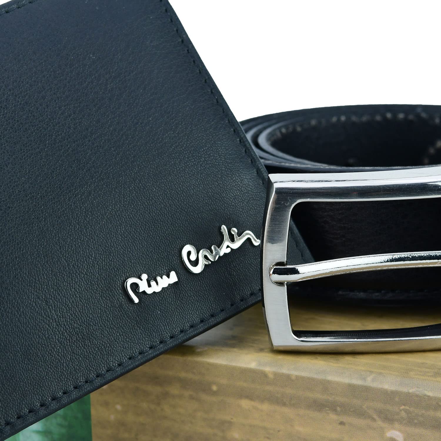 Pierre Cardin Cofanetto Regalo Uomo, Portafoglio Con Protezione RFID e Cintura In Vera Pelle
