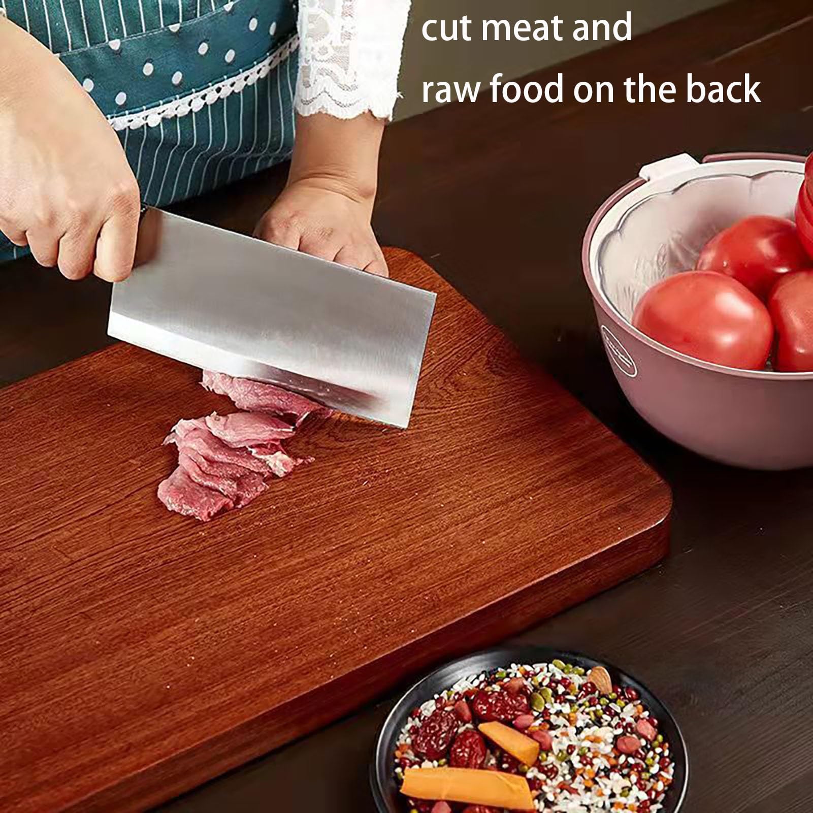 Tabla de cortar de madera de ébano con mango Tabla de cortar de doble cara for carnes y frutas 34 cm/13,4 pulgadas, 38 cm/15,0 pulgadas,Tabla de cortar(34cm/13.4in)