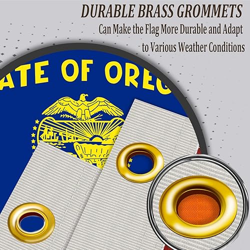 Miniatura 4 de Bandera del estado de Oregon de 3 x 5 pulgadas, banderas de doble cara o estado, para exteriores, material de nailon grueso de 3 capas con 2 ojales