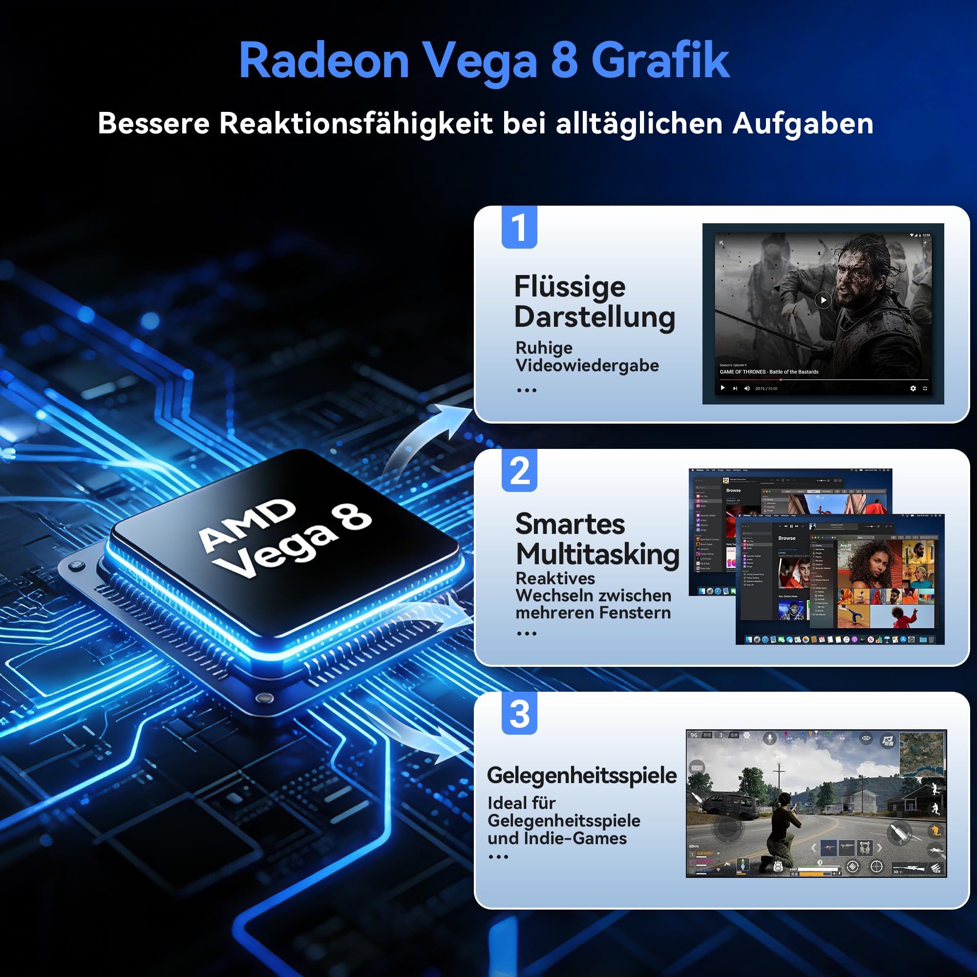 Blackview Mini PC MP50 mit Tastatur und Maus, AMD Ryzen 5, Radeon Vega 8 Grafik, 16GB RAM+512GB SSD Win 11 Pro, 4K UHD, Ultra-leiser Kompakter Desktop PC für Office/KI-Workflows, 3 Jahre Garantie - 4