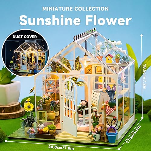 Miniatura 10 de Flever Kit de casa de muñecas en miniatura, habitación creativa con muebles para regalo romántico de obras de arte (Forest Teashop)