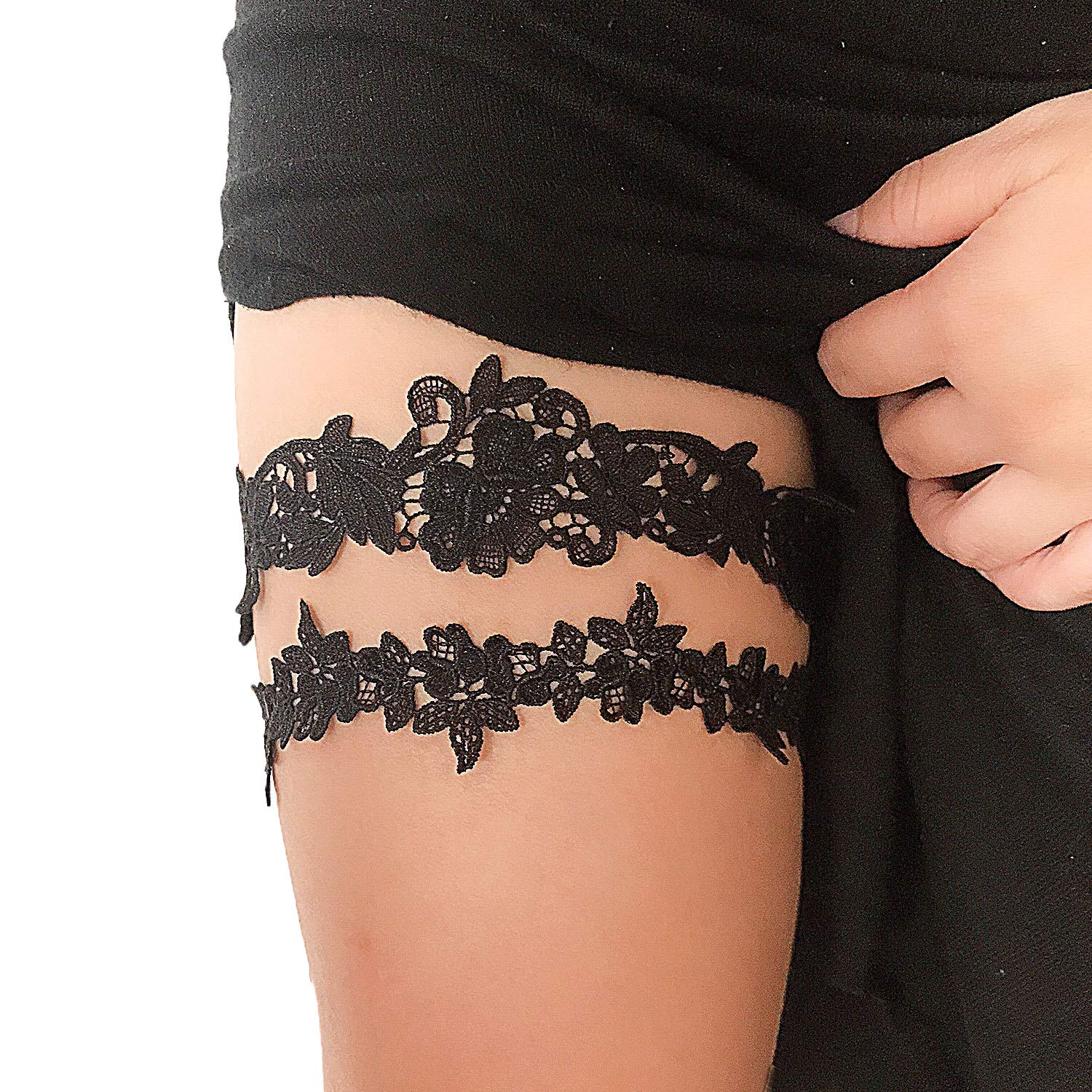 Bridal Wedding Garter Lace Wedding Garter Set For Bride  A Pair With Bow,  Prom & Party Leg Garter Belt, Heirloom Keepsake