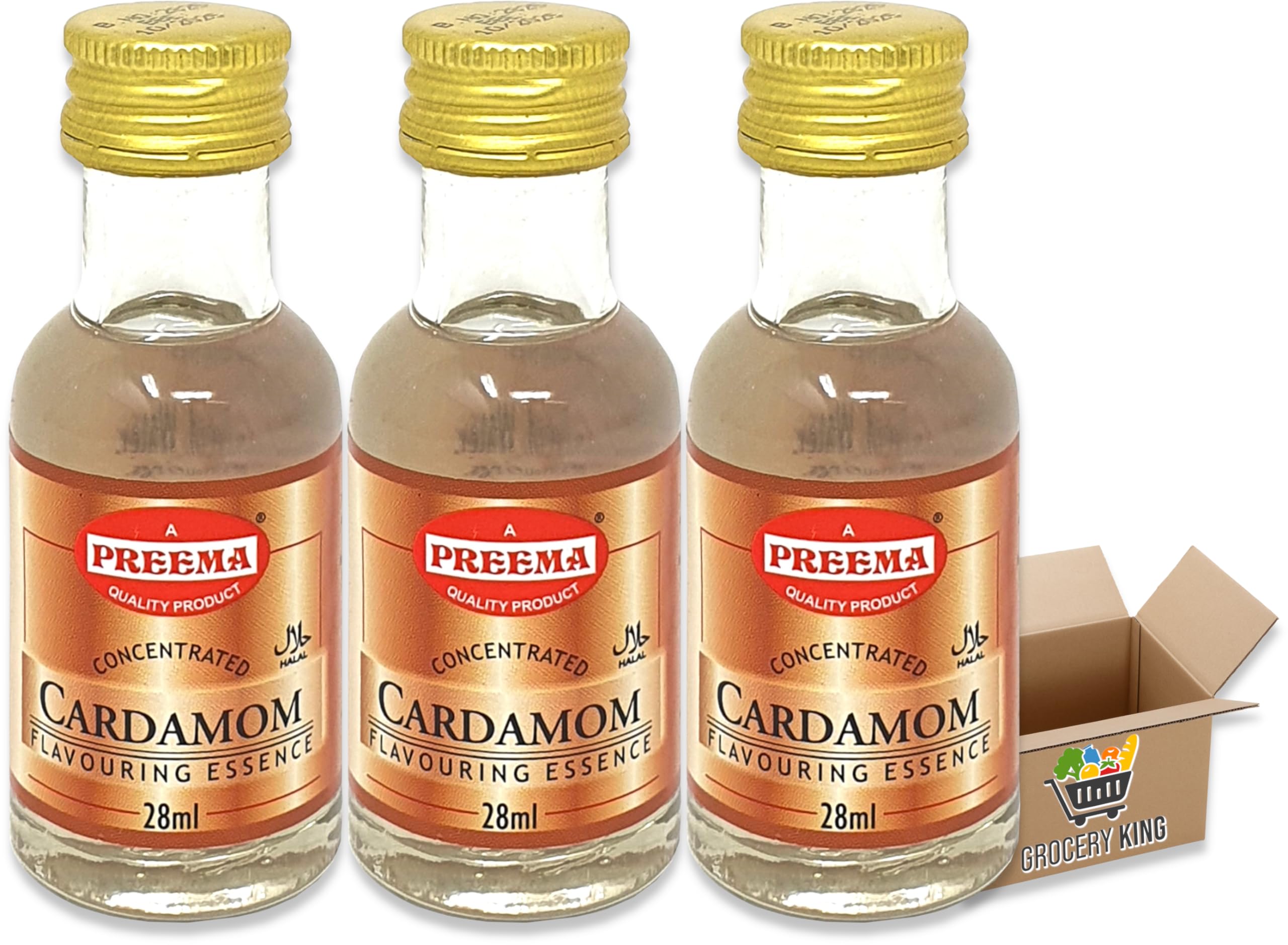 Flavouring Essence For 28ml | Pack Of 3 - Pack Of 6 - Pack Of 12 | For Cakes, Cookies, Boiled Sweets, Creams Grocery King (Cardamom Essence 28ml - Pack Of 3)