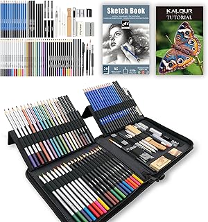 KALOUR 82 Pack Drawing Sketching Pencils Kit, Premium Sketch Art Supplies for Artists, Include Colored, Graphite, Charcoal, Watercolor,Metallic & Pastel Pencils, Drawing Set for Adults Teens Beginner