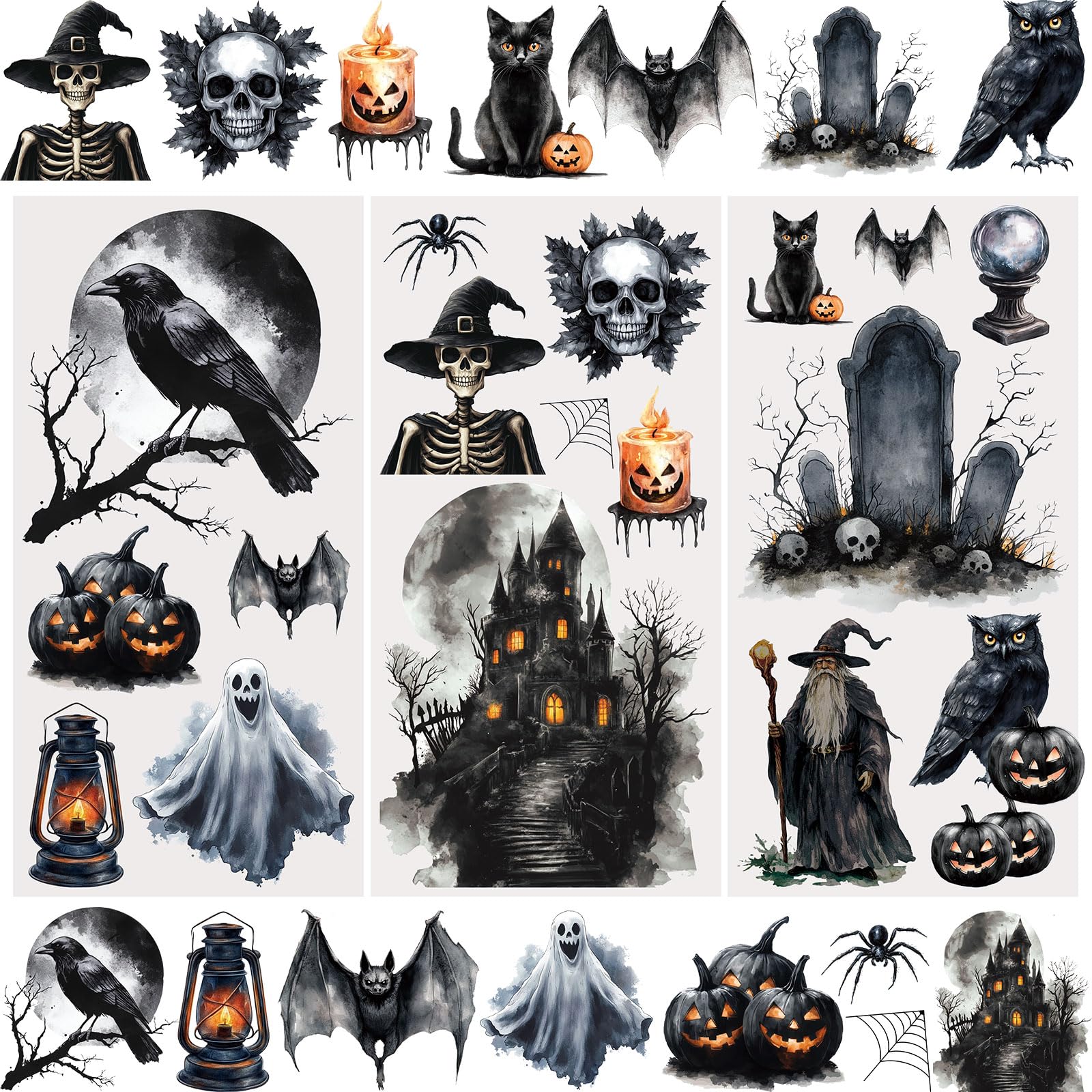 WANDIC 6 Sheets Autumn Theme Rub On Transfer Sticker, Hello Fall Harvest Stickers Transfer Decals for DIY Photo Albums Furniture, 5.9 * 11.8in — image 1