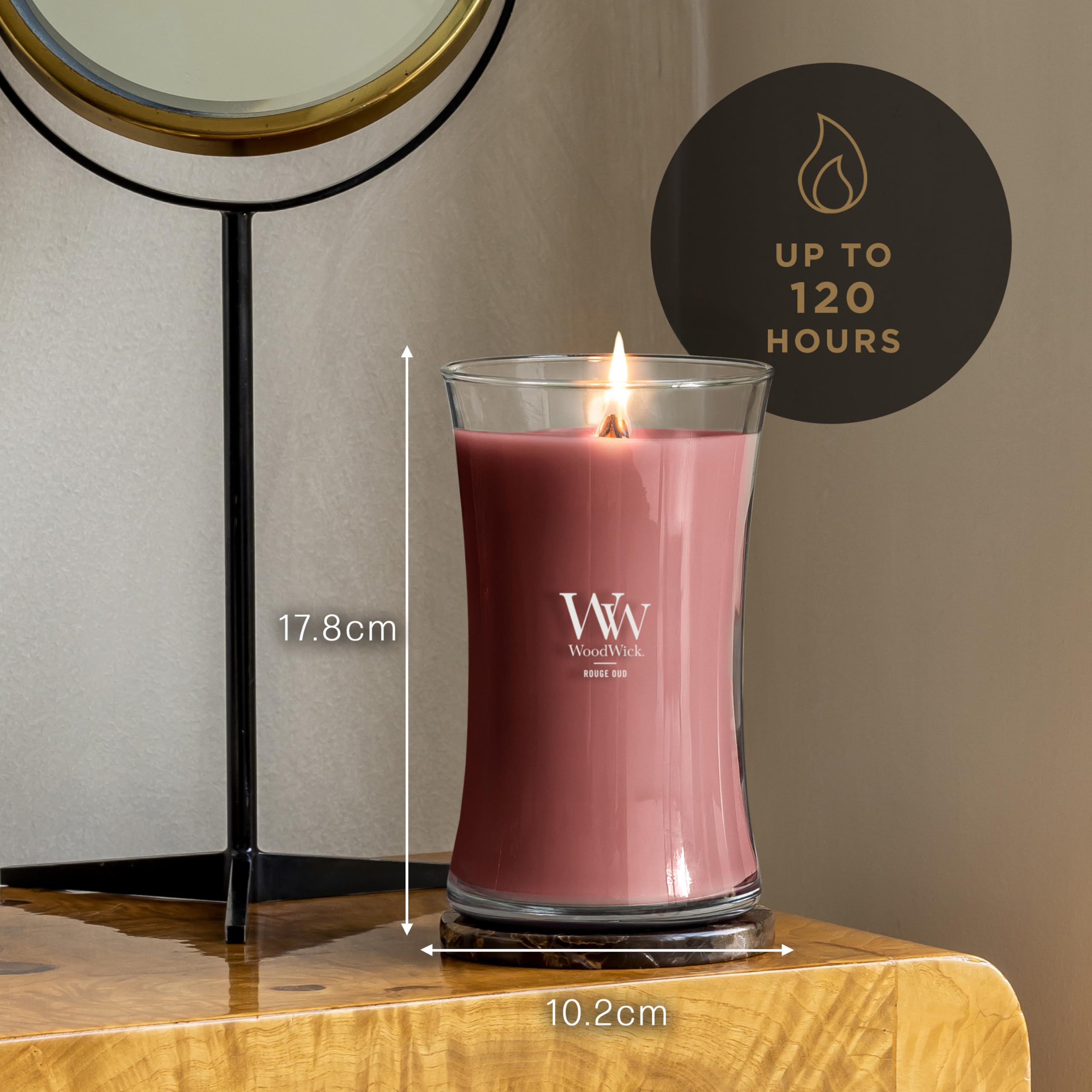 WoodwickOpulent Wood Rouge Oud geurkaars met een houten lont 275 g