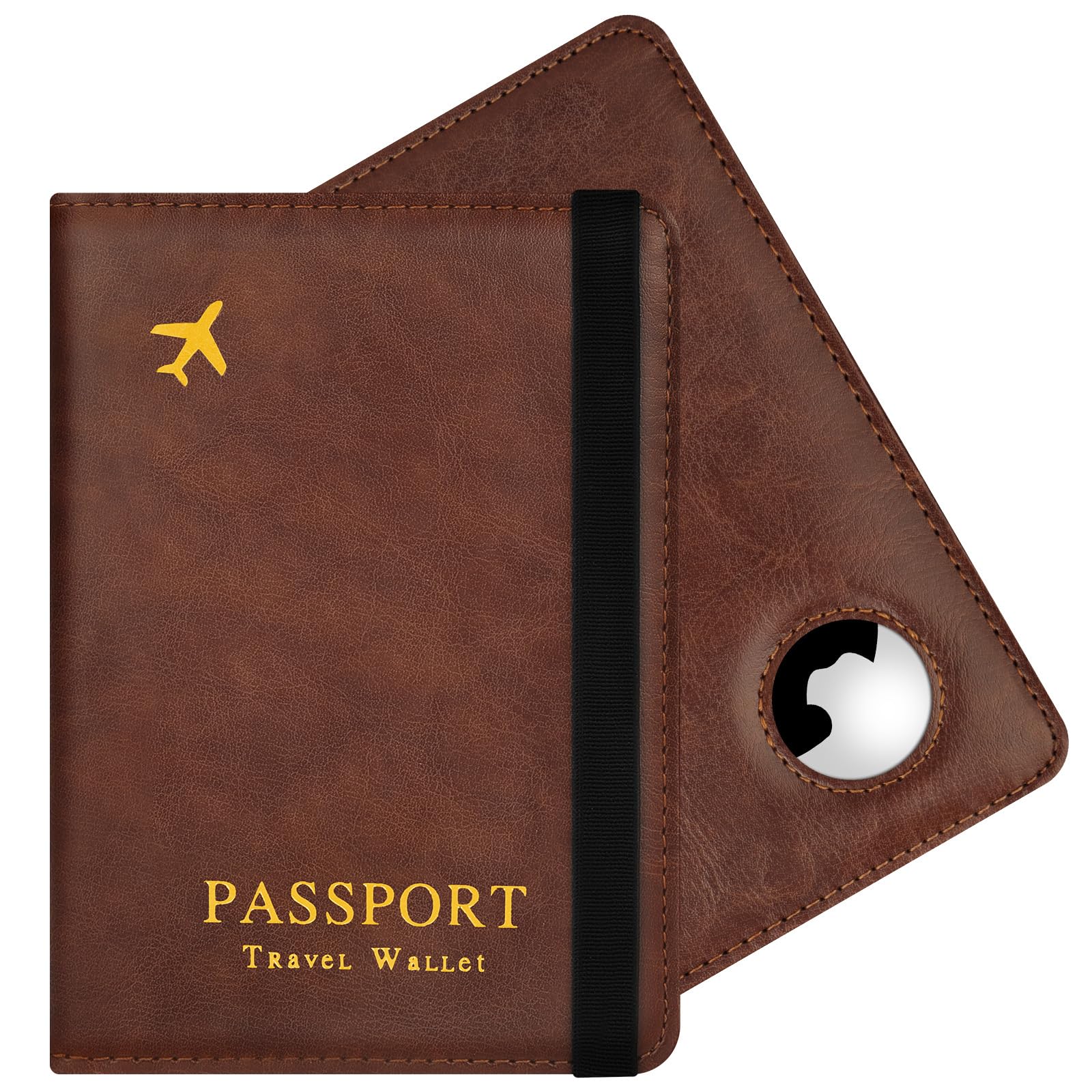 Custodia per Passaporto, Custodia per Passaporto in Pelle, Portapassaporto con Slot Airtag, per Carte D'identità, Carte di Credito, Biglietti Aerei, Passaporti, Documenti di Viaggio (Marrone)