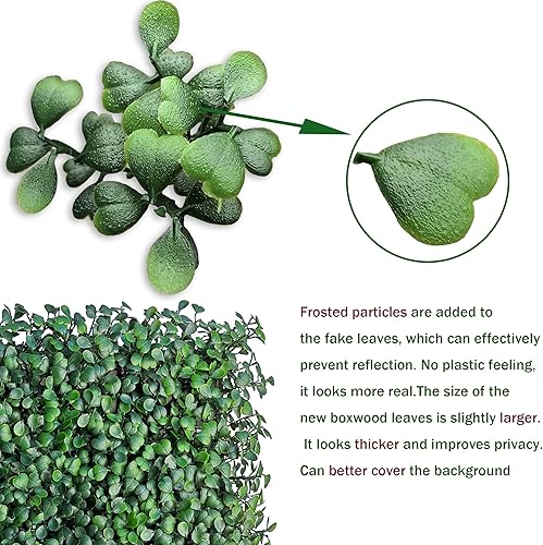 Miniatura 7 de ODTORY Paneles de pared artificiales de seto de boj, 20 x 20 pulgadas, 26P, anti rayos UV, más densos, paneles de fondo de pared de césped verde