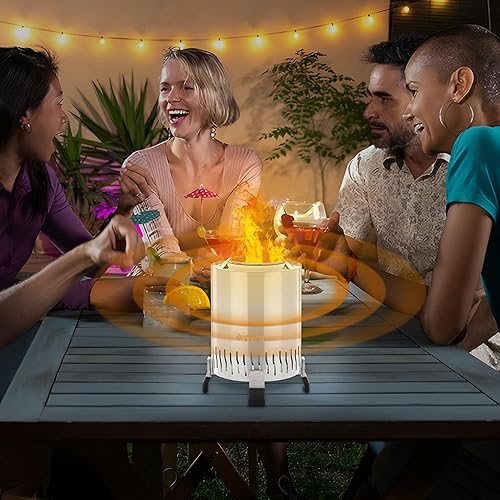 Miniatura 5 de Fogata de mesa con soporte, mini hoguera de bajo humo para exteriores, para patio trasero, patio o campamento, bolsa de viaje, (6) fogones y pellets