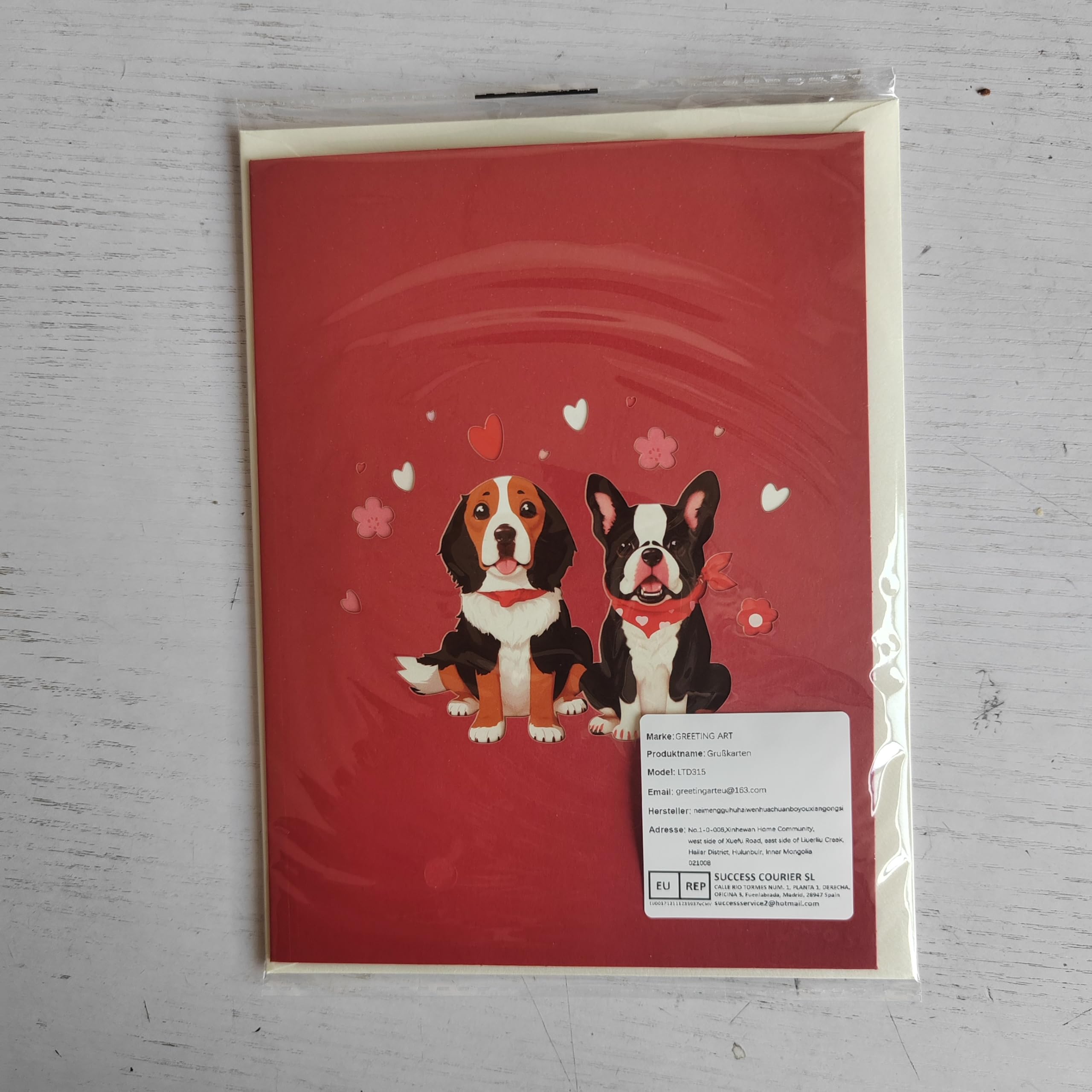 Valentinstagskarte Mit 3D-Welpe – Pop-Up Grußkarte Für Ihn/sie, 12,7x17,8 Cm