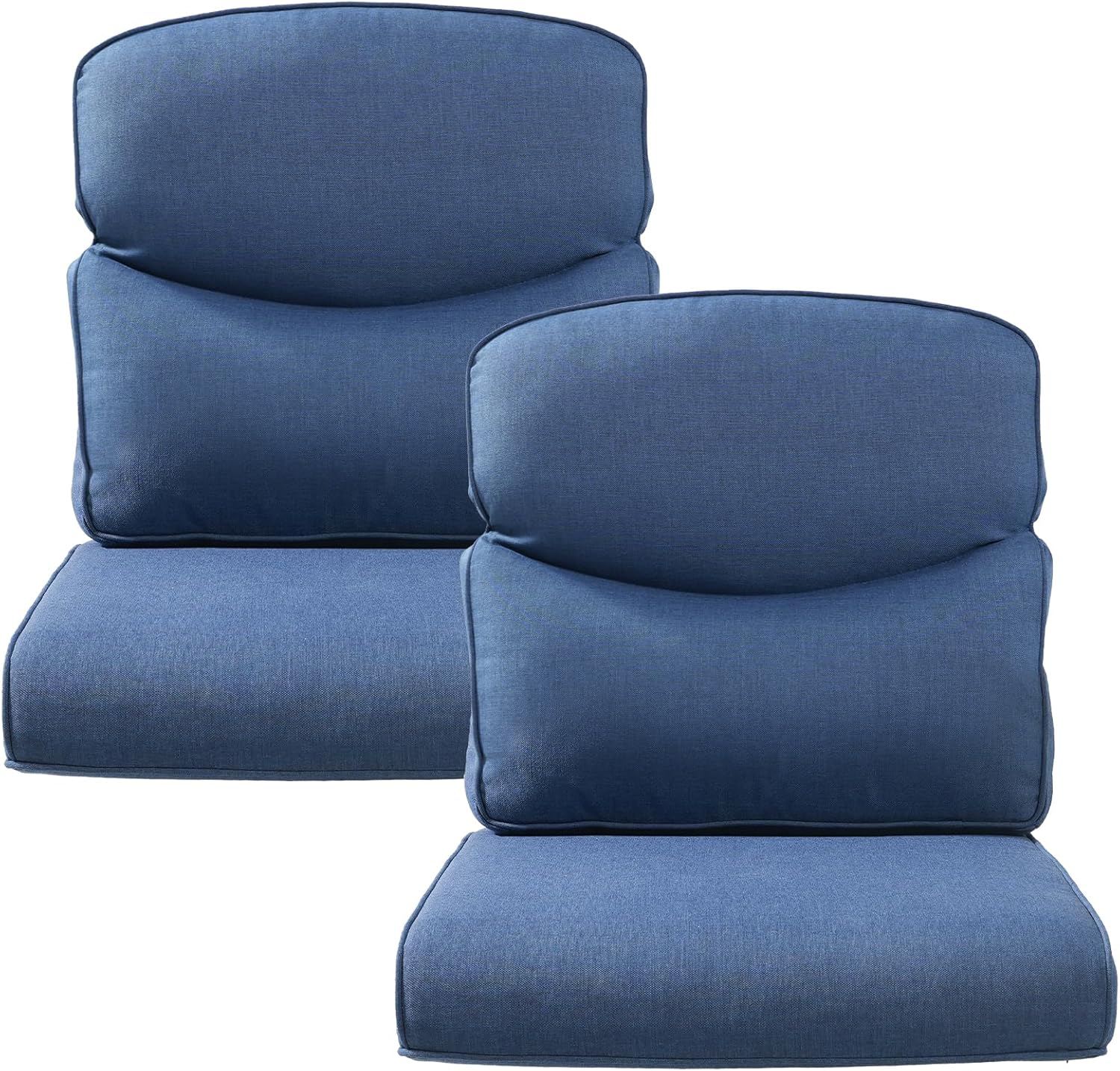 Outdoor Rattan Chair Cushions 2 Packs - Outside High Back Comfortable Thickened Pillow 22x24 with Zipper Cover for Patio Rocking Swivel Chairs Loveseat Sofa  Blue/Crescent