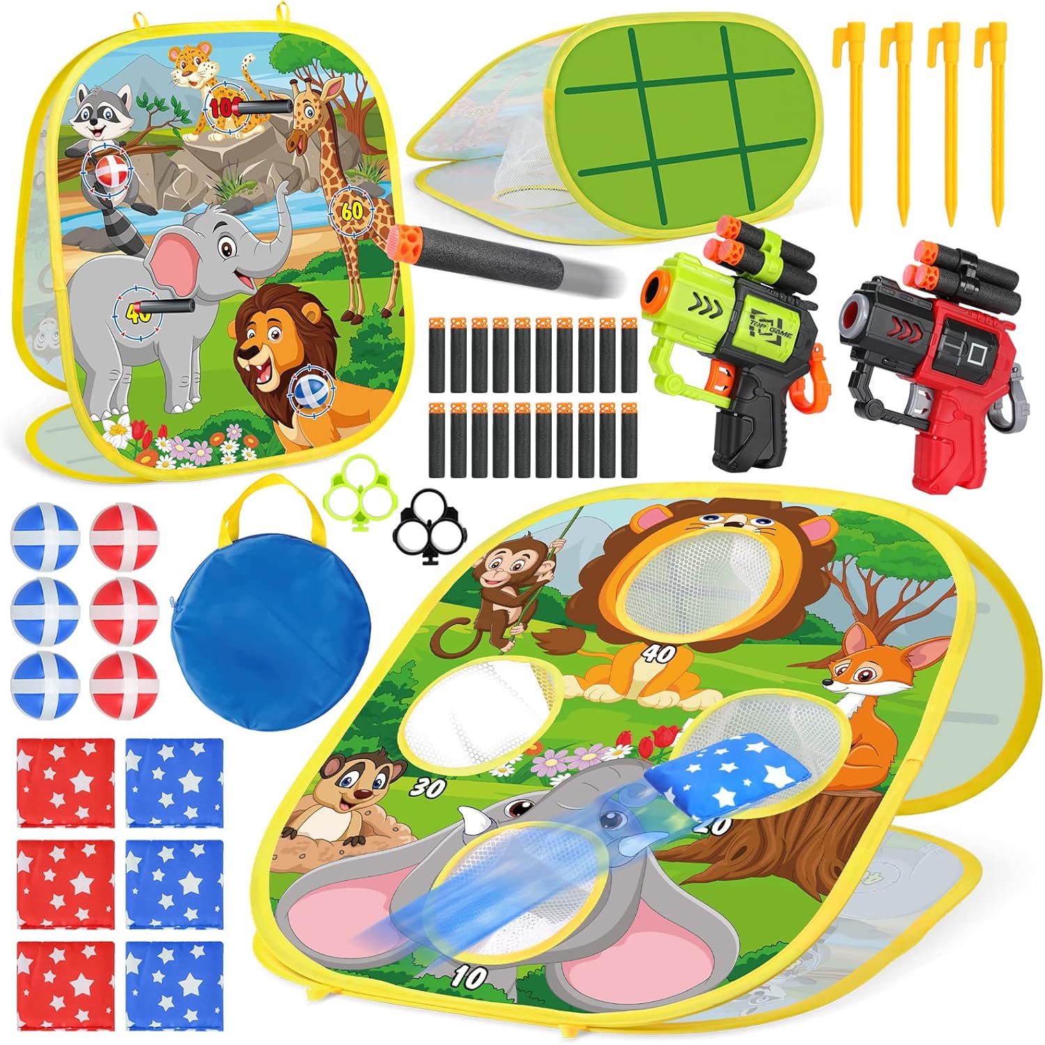 Bean Bag Toss Game for Kids, 4 in 1 Portable Outdoor Toys