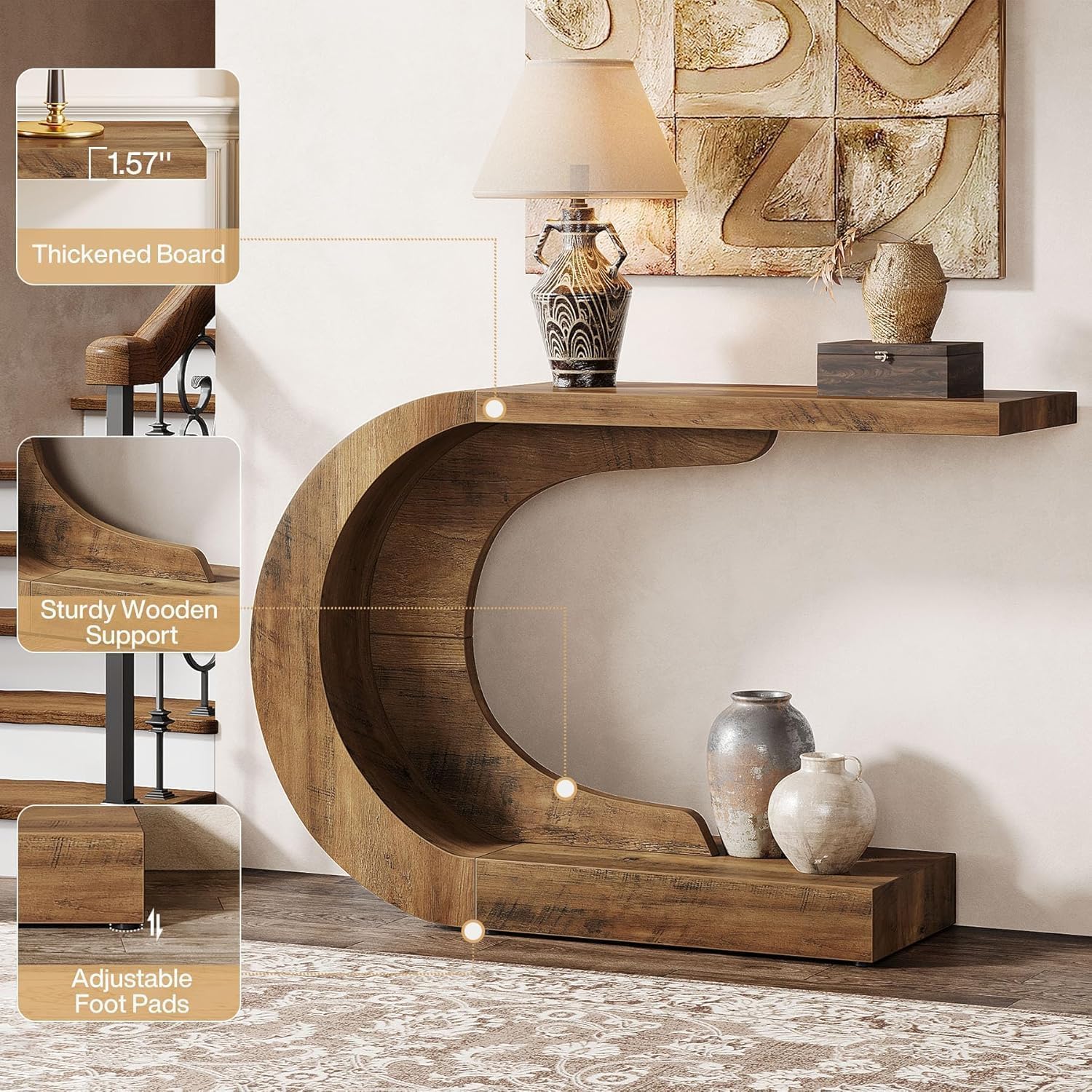 Tribesigns Mesa Consola, Muebles Entrada Recibidor Rústico, 110 x 35 x 75 cm, Consola Recibidor, Mueble Recibidor para Entrada, Estíbulo, Marrón