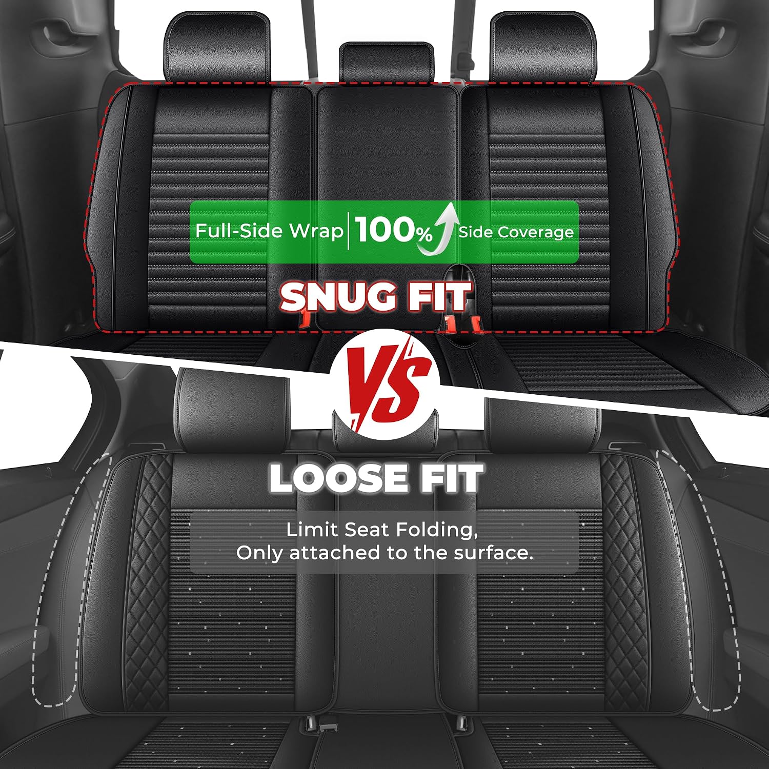 AOMSAZTO Ram 1500 Seat Cover Custom Fit Dodge RAM 1500 2500 3500 2012-2026 Crew Quad Cab with Curved Bench Waterproof Easy-Install Seat Cushion (5 Seats,Black)