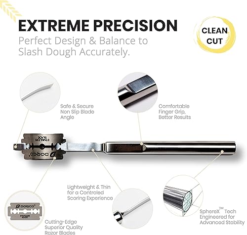 Miniatura 3 de Pan de acero inoxidable en caja de almacenamiento de regalo con cubierta protectora de cuchilla, el diseño más avanzado para una puntuación precisa