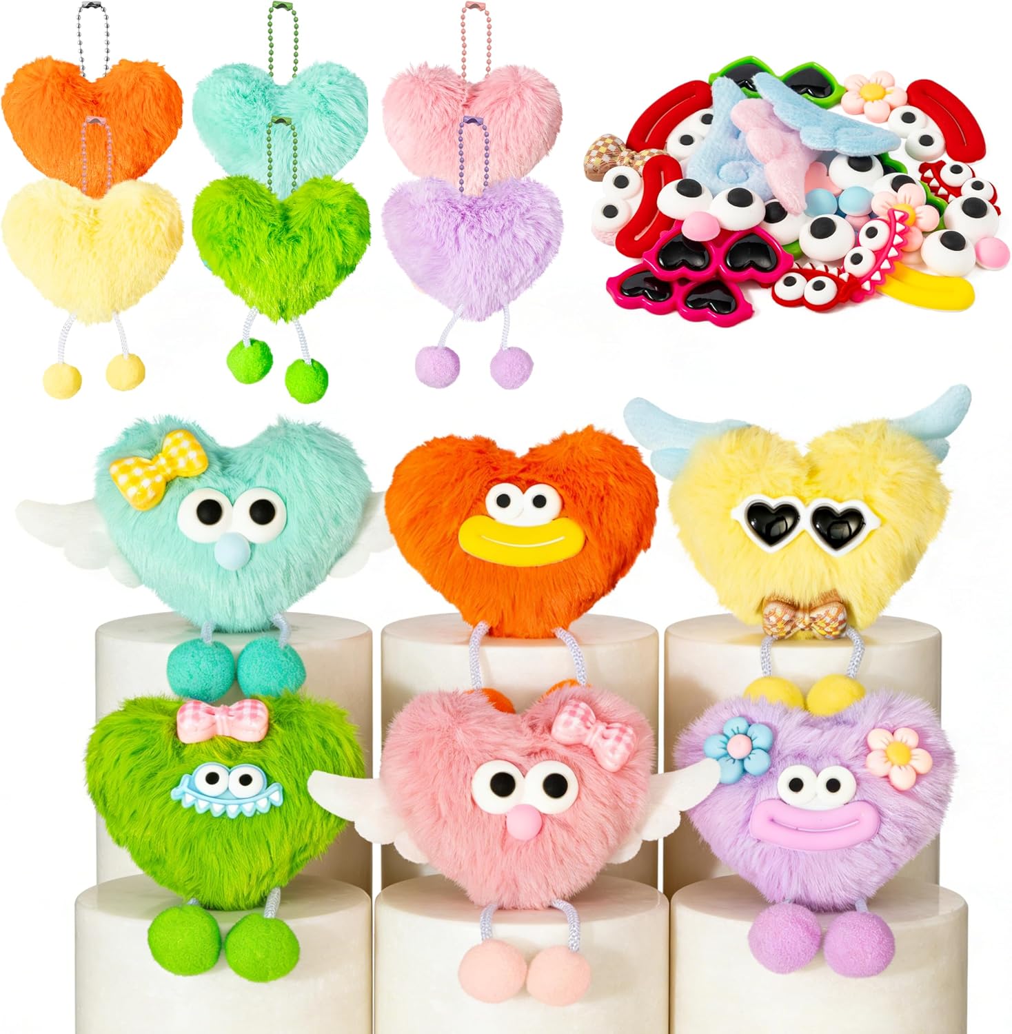 BeYumi DIY Plush Keychain Crafts - Party Plush Pom Pom Keychain Kit