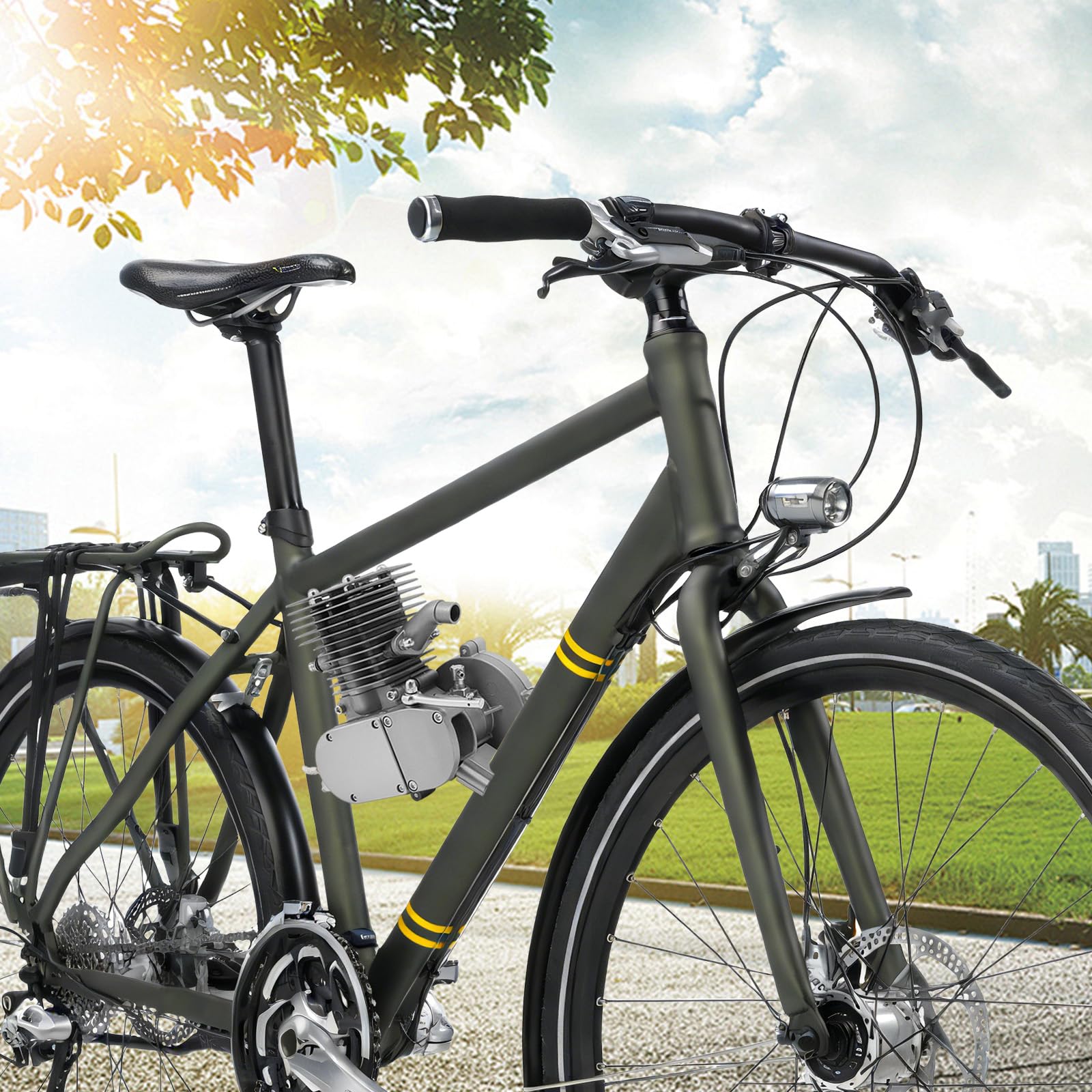 Kit motore per bicicletta 100cc 2 tempi, kit di conversione motore a benzina con accensione CDI, monocilindrico raffreddato ad aria, per telaio V da 26/28 pollici, motorizzazione fai-da-te per